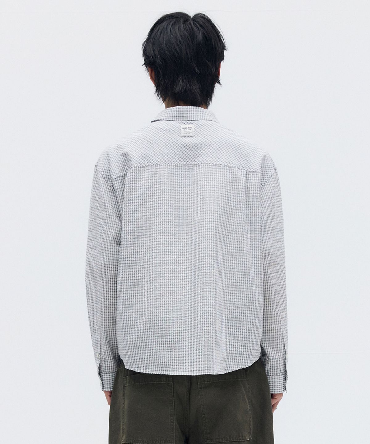 메종미네드(MAISON MINED) METEOR CROP CHECK SHIRT WHITE