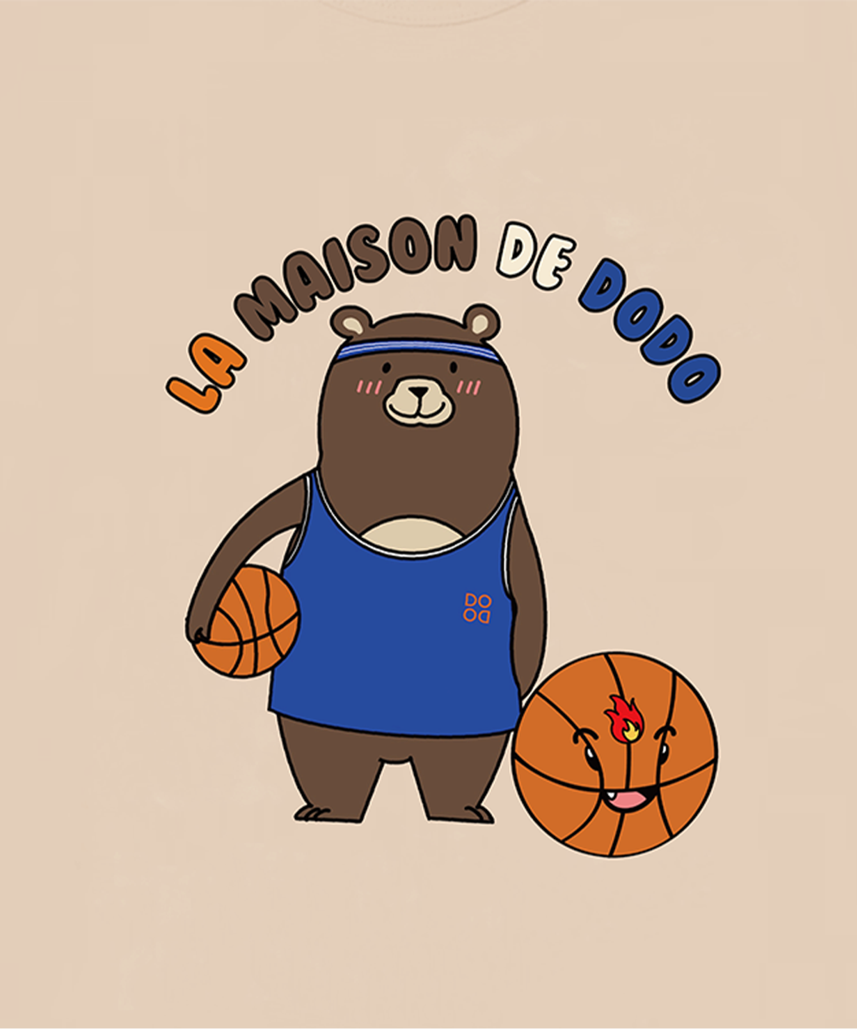 라메종드도도(LA MAISON DE DODO) Simply DODO T Shirt with Basketball Bear (Ivory)_키즈기본티 키즈프린트 등원복 키즈긴팔티 아동긴팔티 간절기 키즈선물 아동선물 여아선물 남아선물