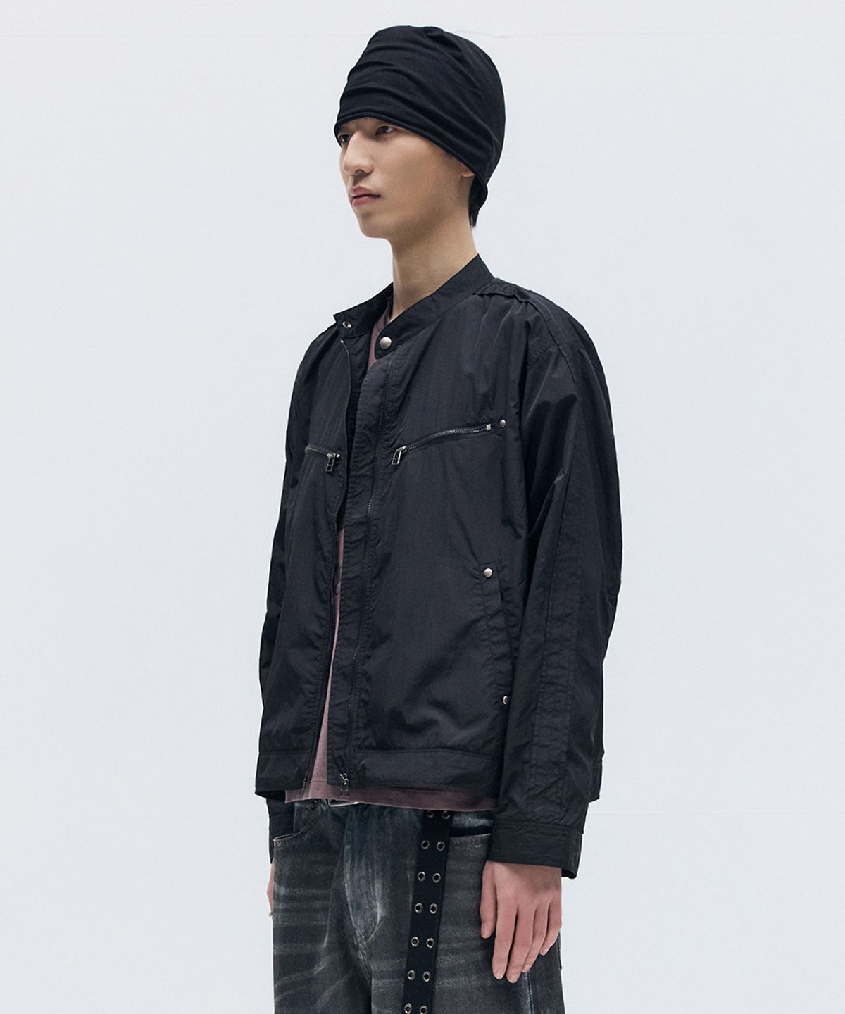 메종미네드(MAISON MINED) LIGHT-WEIGHT RIDER JACKET BLACK