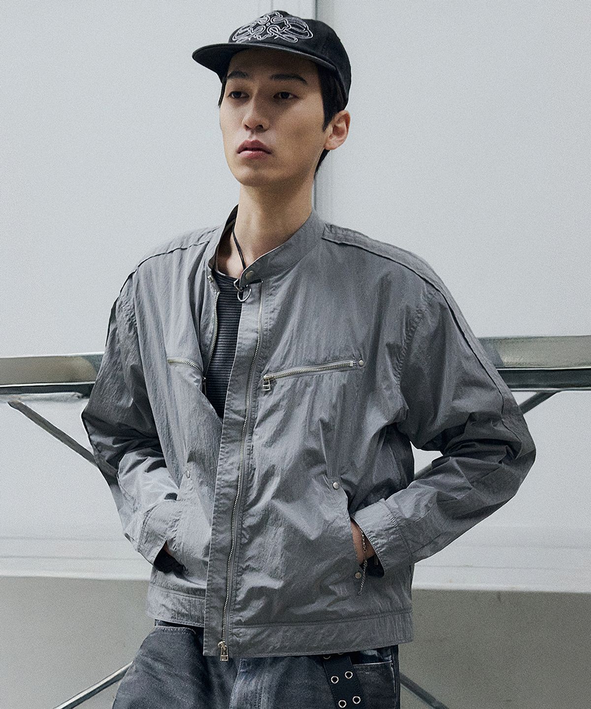 메종미네드(MAISON MINED) LIGHT-WEIGHT RIDER JACKET LIGHT GRAY