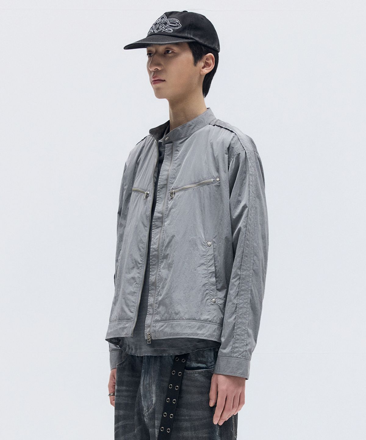 메종미네드(MAISON MINED) LIGHT-WEIGHT RIDER JACKET LIGHT GRAY