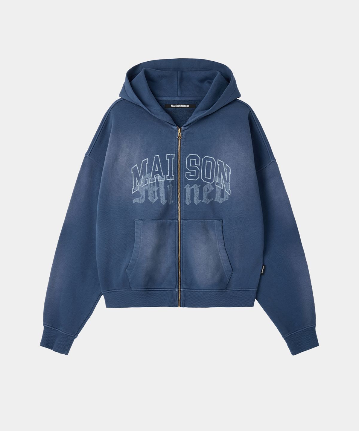 메종미네드(MAISON MINED) WASHED CROP HOOD ZIP-UP NAVY