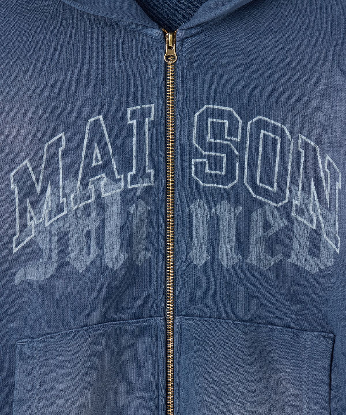 메종미네드(MAISON MINED) WASHED CROP HOOD ZIP-UP NAVY
