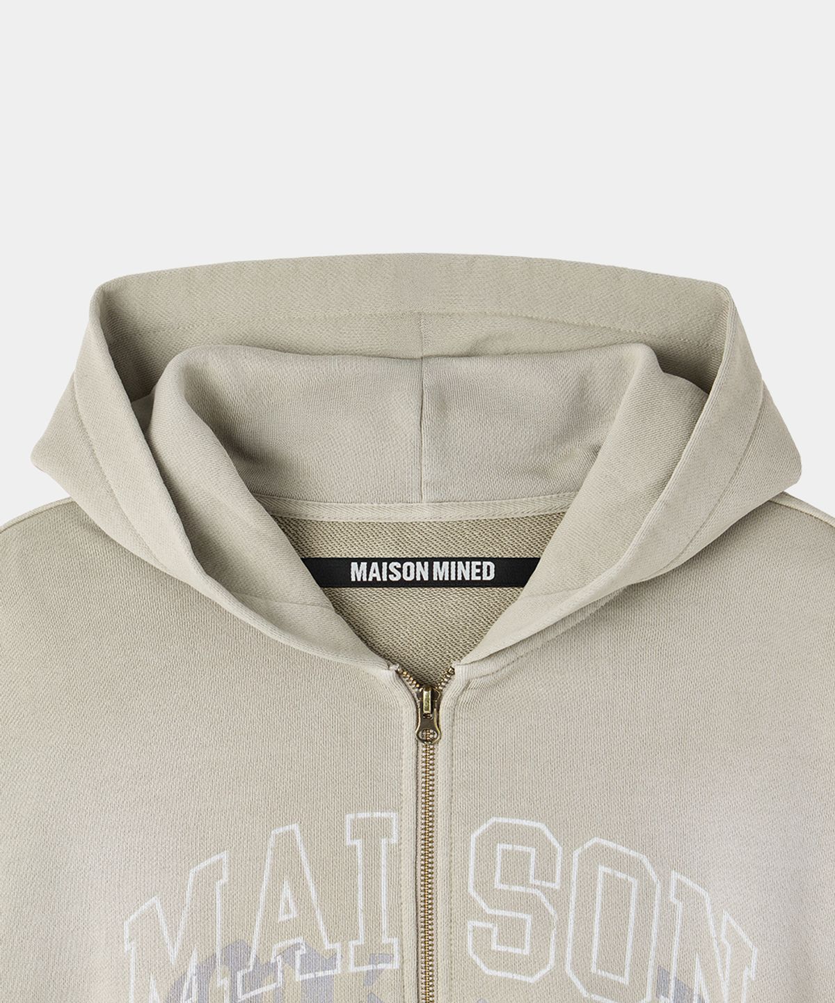 메종미네드(MAISON MINED) WASHED CROP HOOD ZIP-UP BEIGE