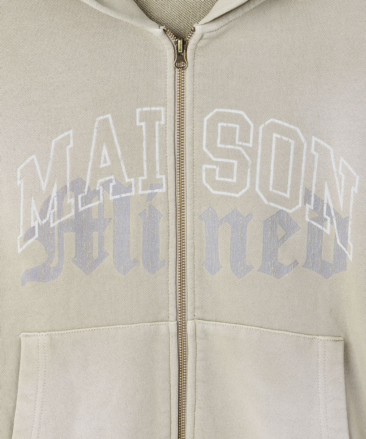 메종미네드(MAISON MINED) WASHED CROP HOOD ZIP-UP BEIGE