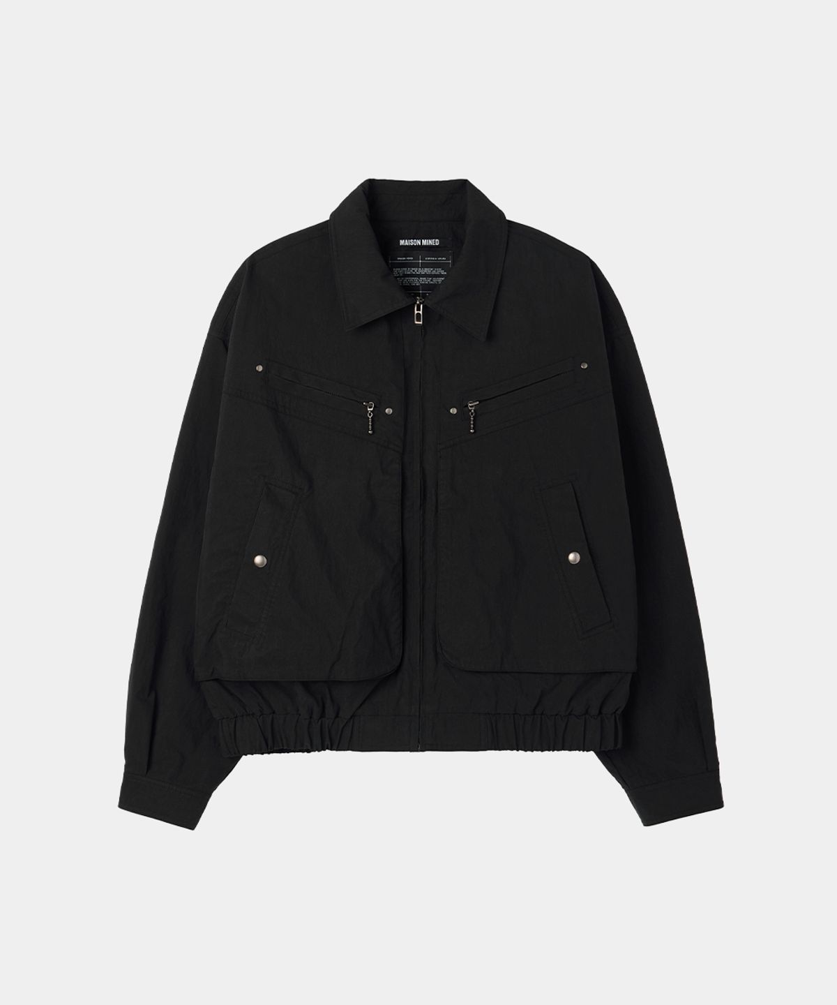 메종미네드(MAISON MINED) OVERLAYED POCKET BLOUSON BLACK