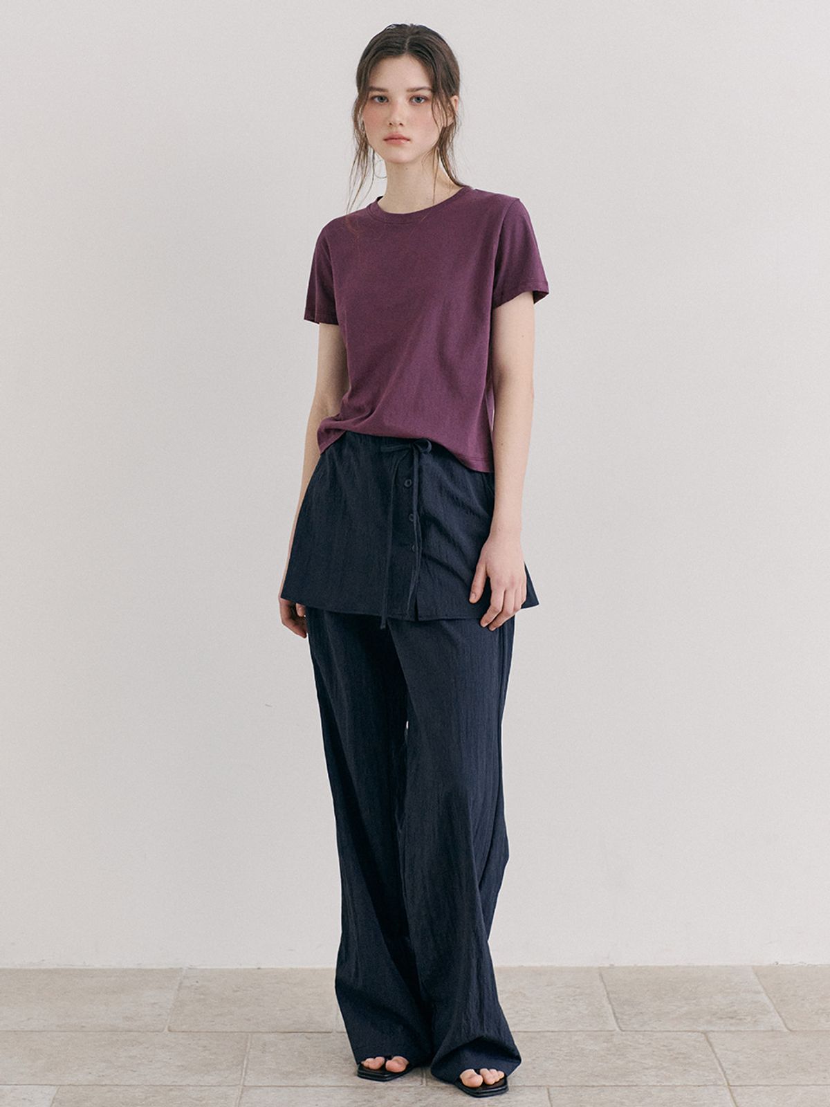 에트몽(ETMON) Round Neck T-Shirt, Purple