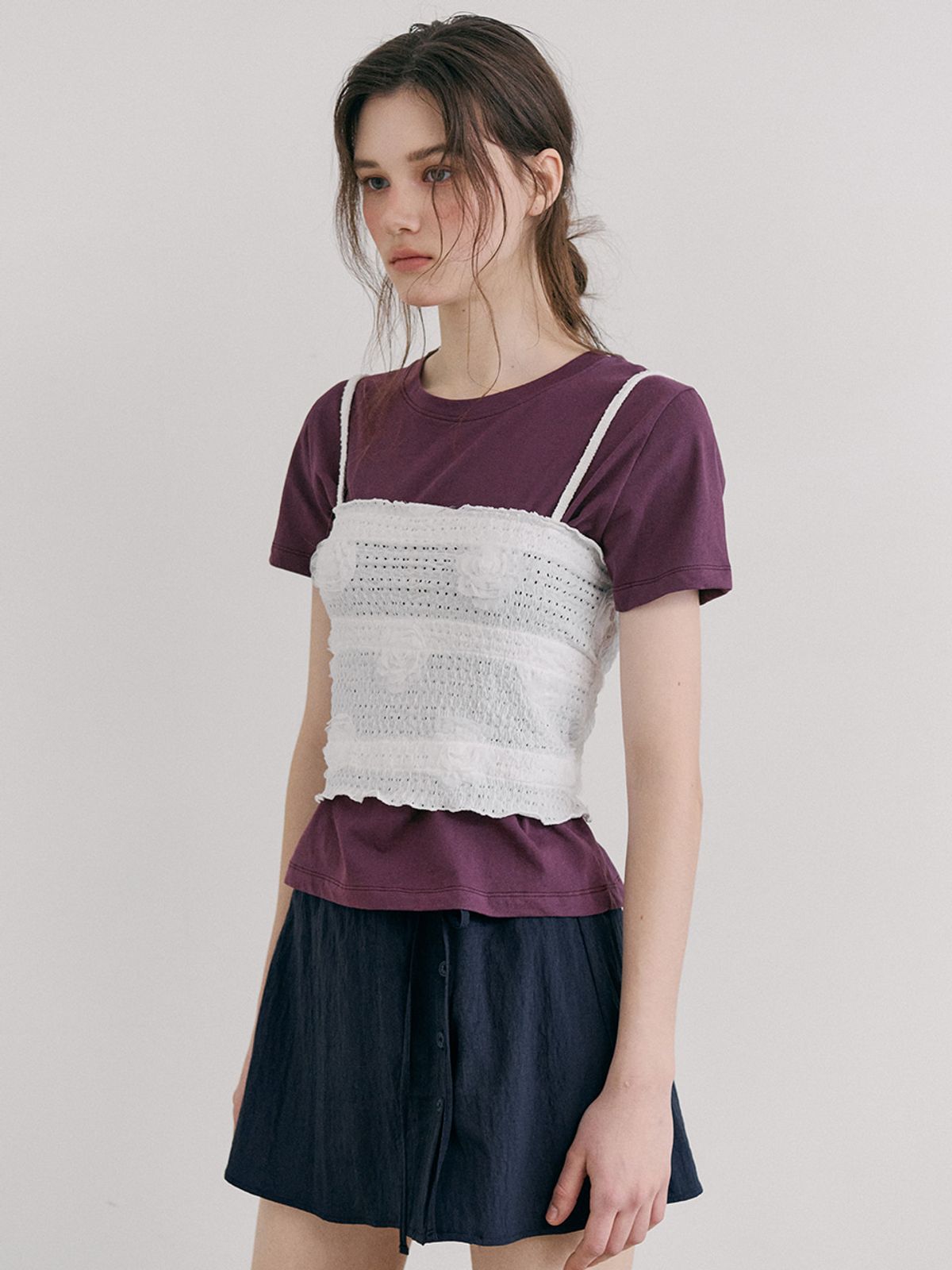 에트몽(ETMON) Round Neck T-Shirt, Purple