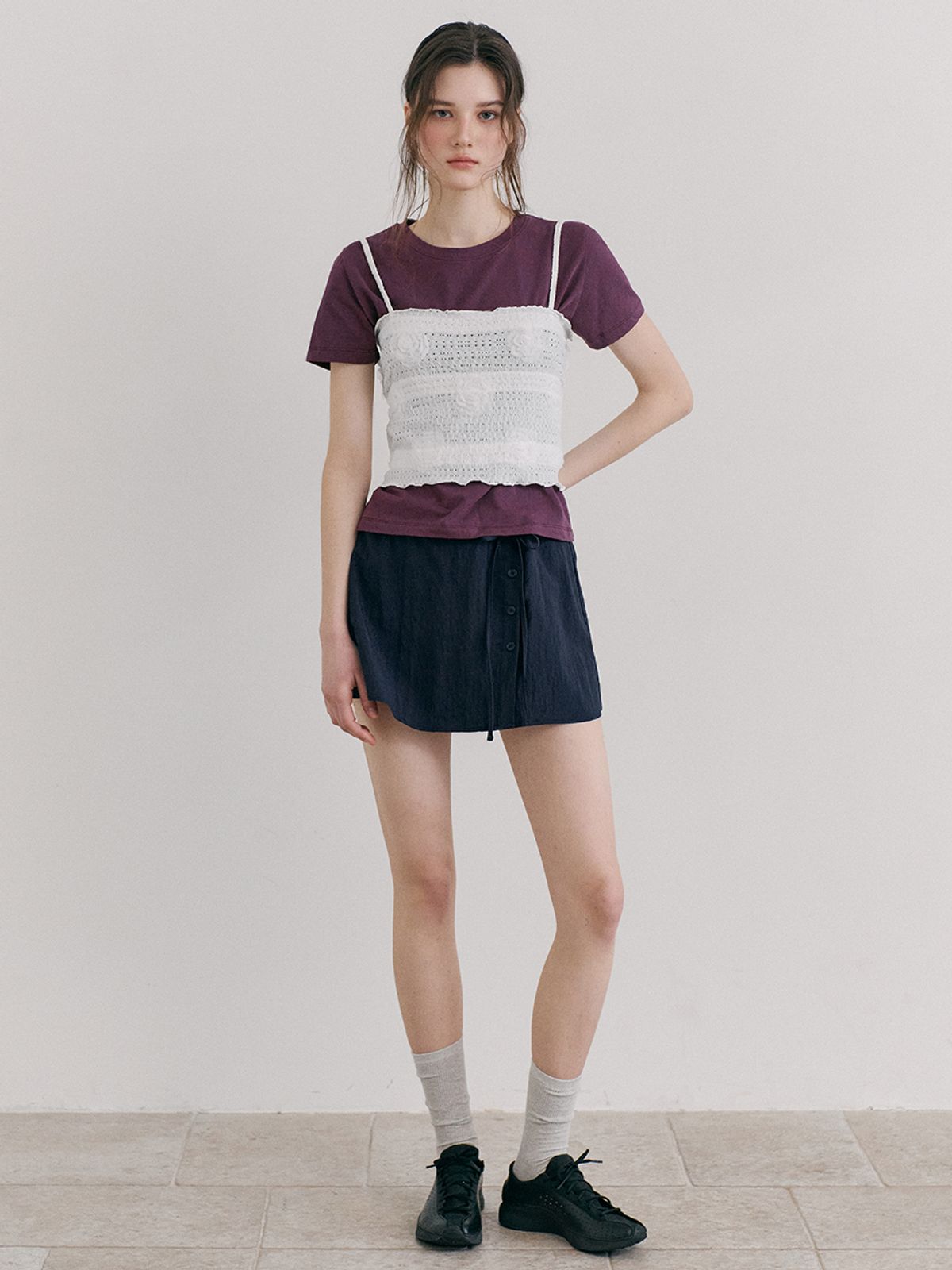 에트몽(ETMON) Round Neck T-Shirt, Purple