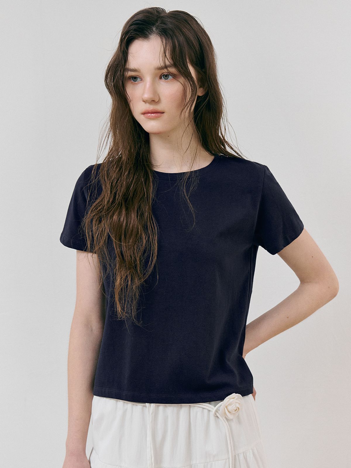 에트몽(ETMON) Round Neck T-Shirt, Navy