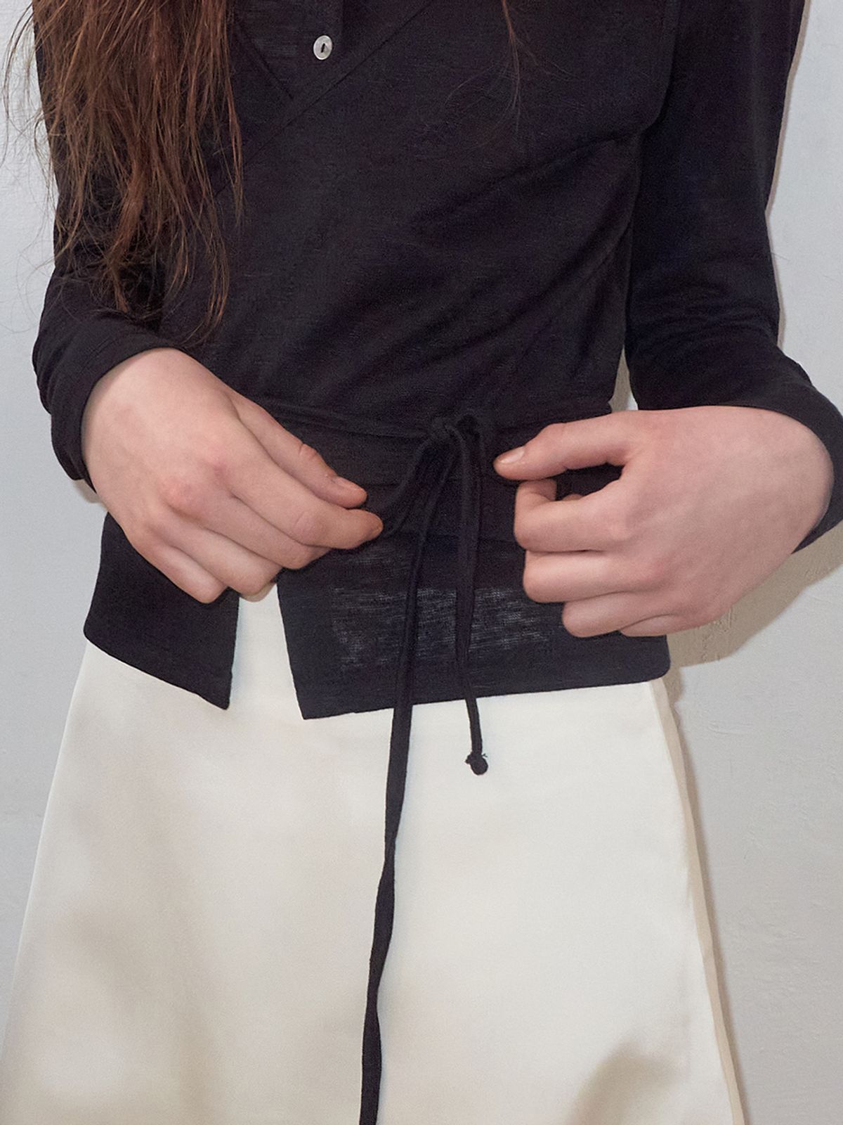 에트몽(ETMON) Wrap Cardigan T-Shirt, Black