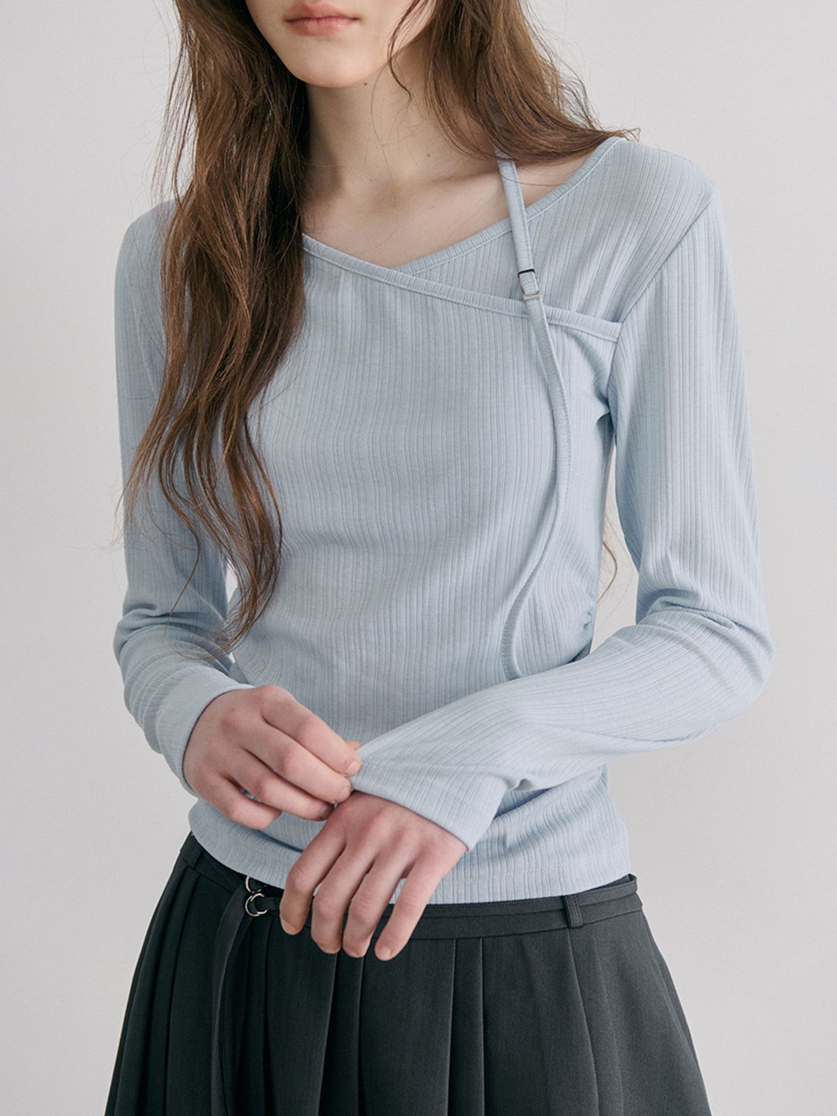 에트몽(ETMON) Buckle Strap T-Shirt, Light Blue