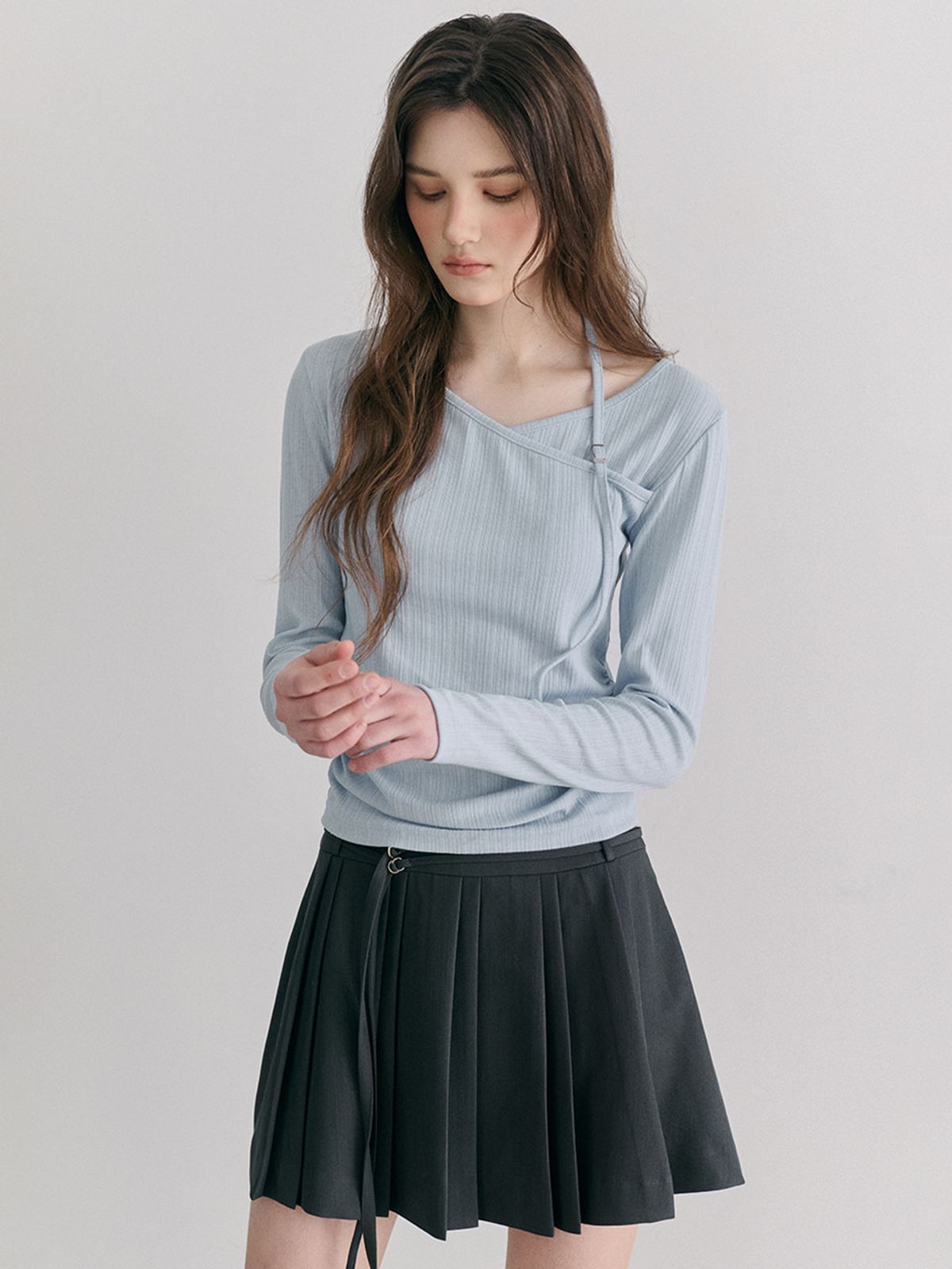 에트몽(ETMON) Buckle Strap T-Shirt, Light Blue