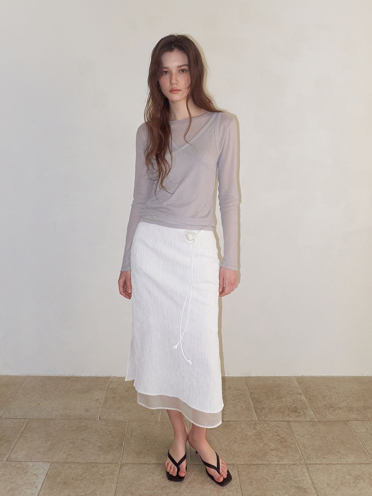 에트몽(ETMON) Ribbed Layered T-Shirt SET, Light Grey