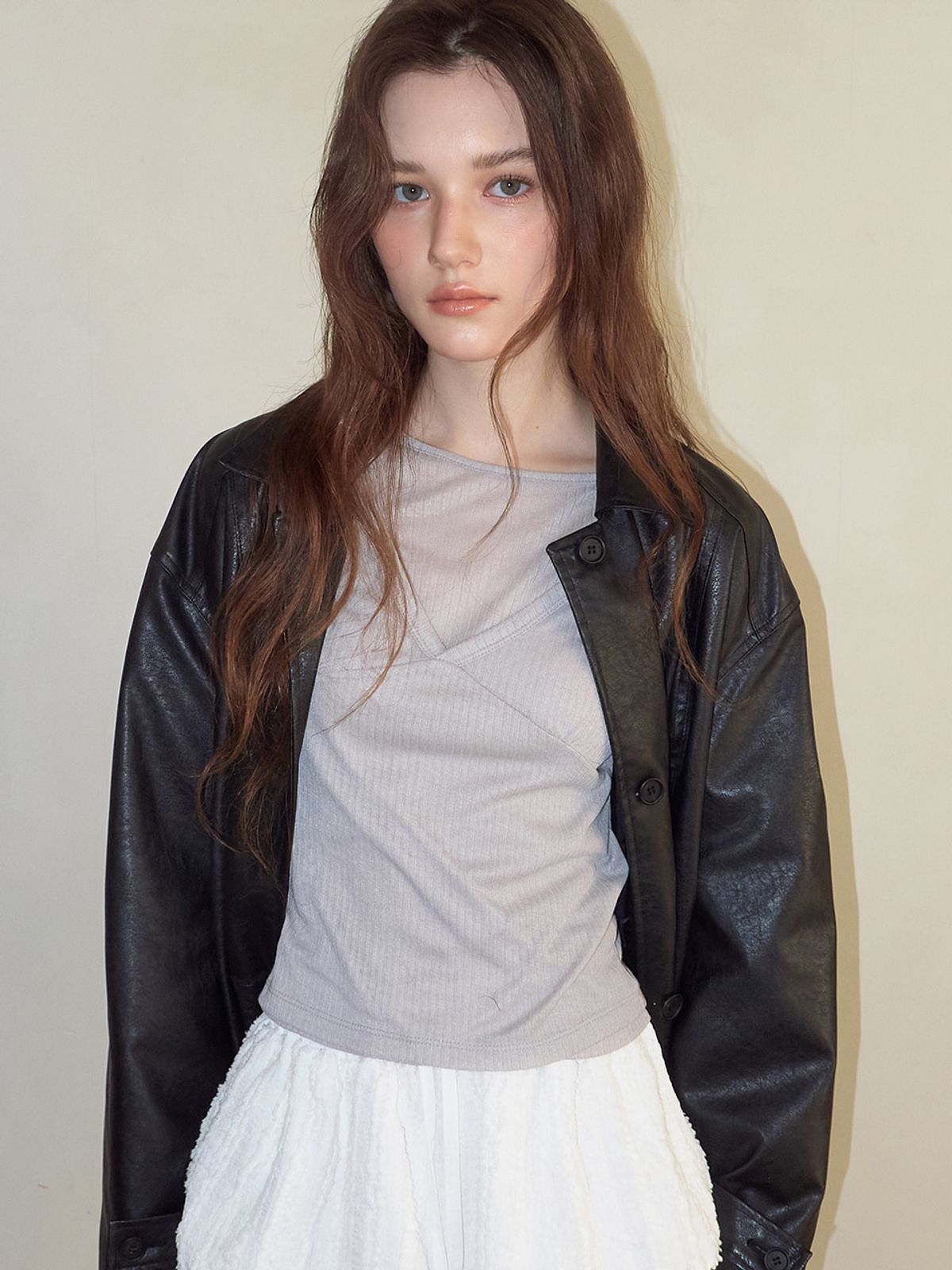 에트몽(ETMON) Ribbed Layered T-Shirt SET, Light Grey