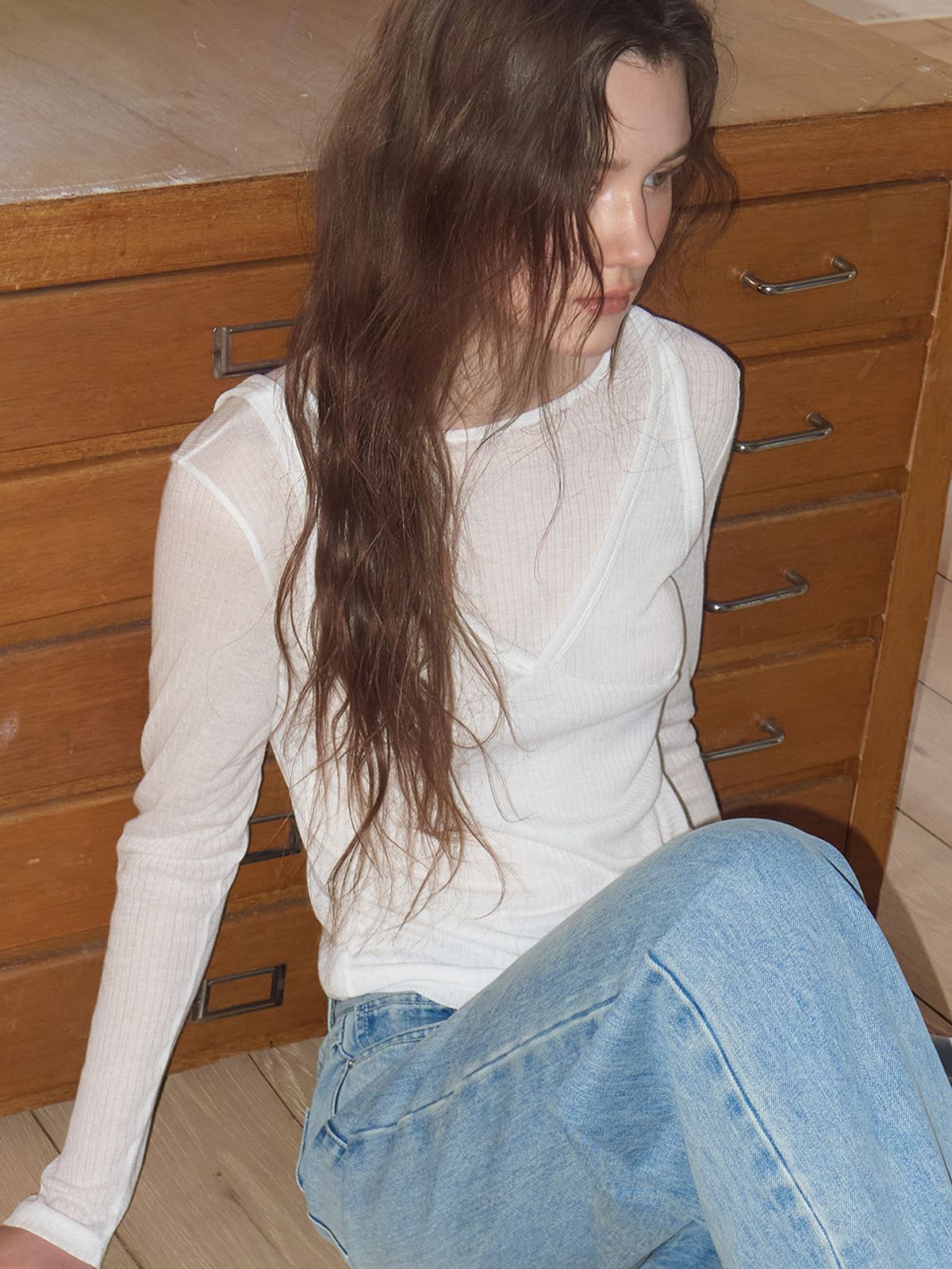 에트몽(ETMON) Ribbed Layered T-Shirt SET, White