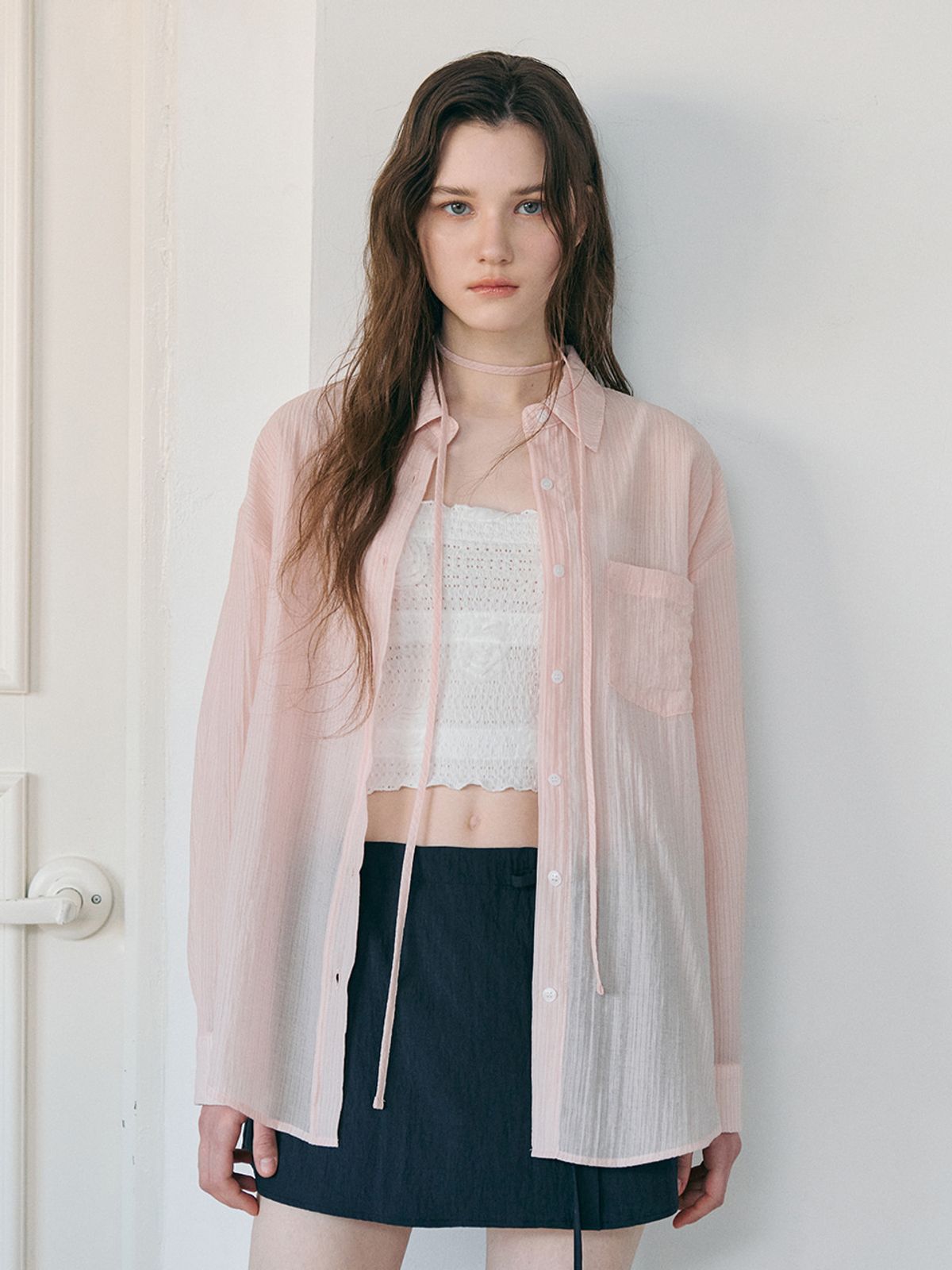에트몽(ETMON) Side Button Strap Shirt, Pink