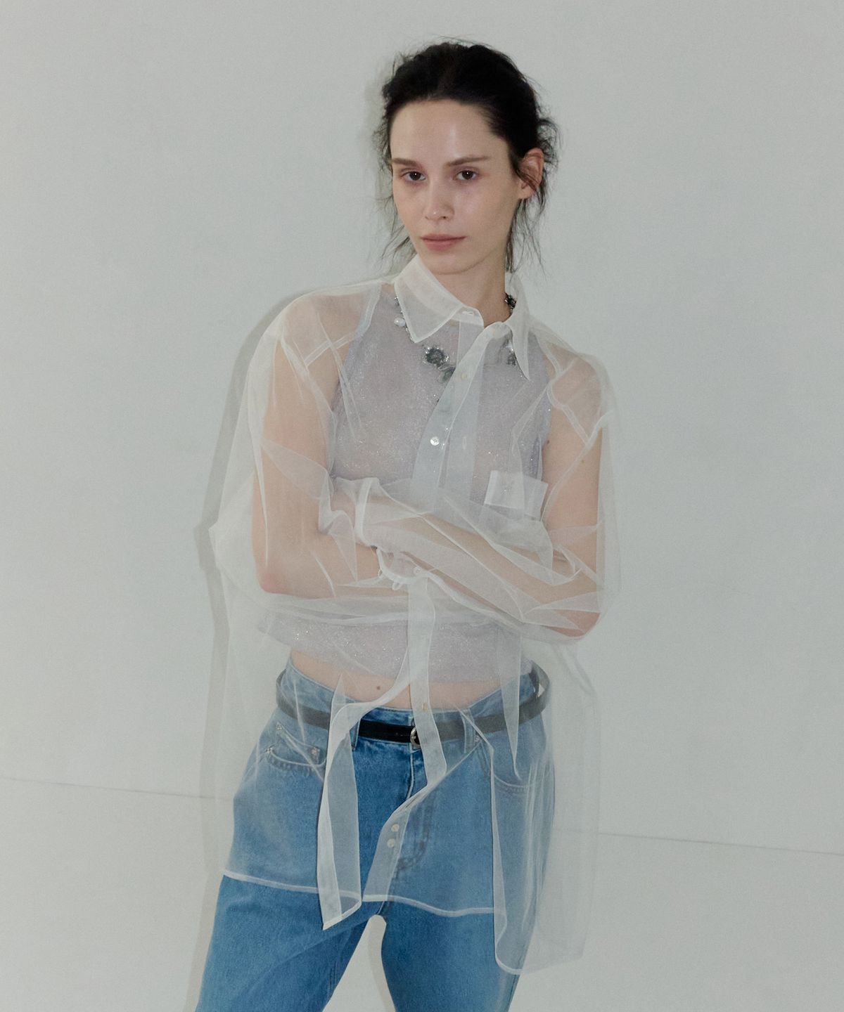 오버듀플레어(OVERDUEFLAIR) MESH OVERSIZED SHIRT_IVORY