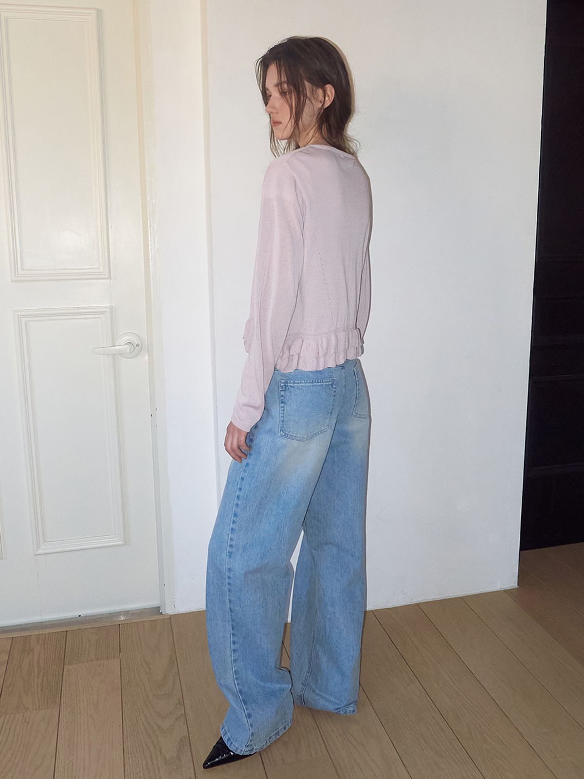 에트몽(ETMON) Double Frill Cardigan, Pink