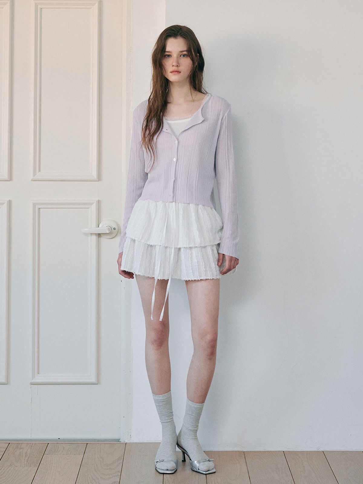 에트몽(ETMON) Linen Round Cardigan, Light Purple