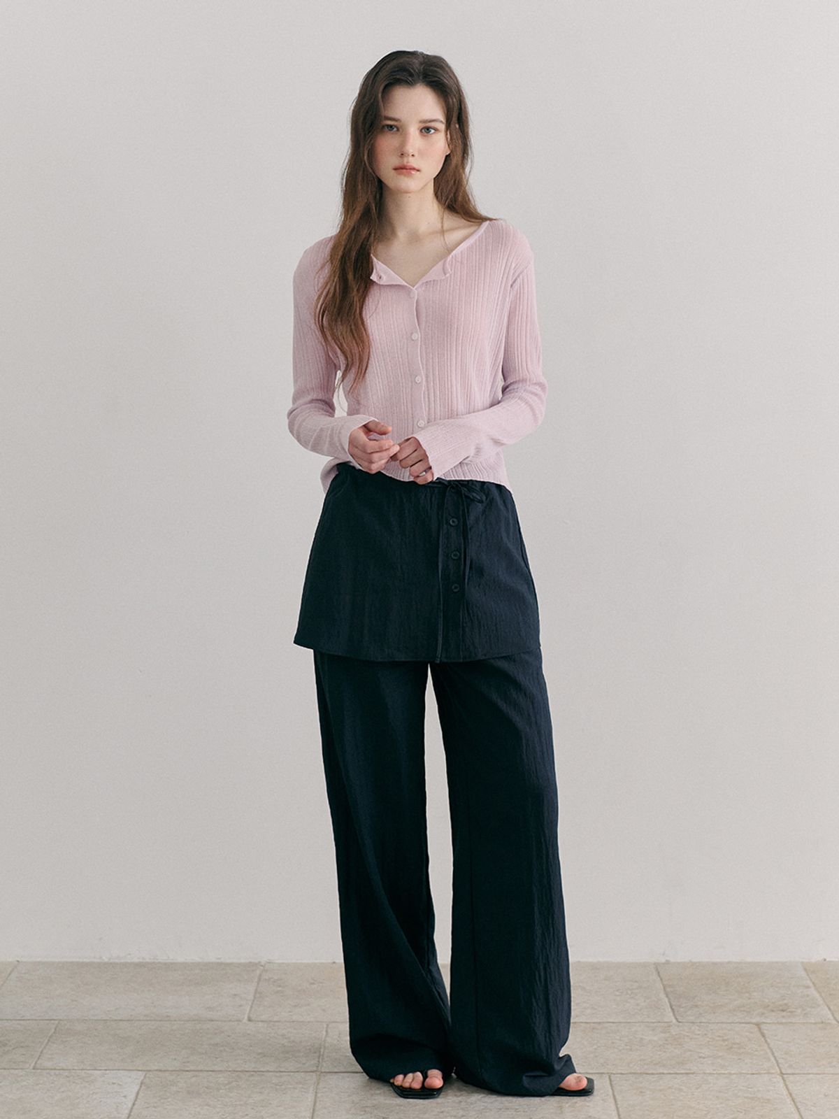 에트몽(ETMON) Linen Round Cardigan, Lavender Pink
