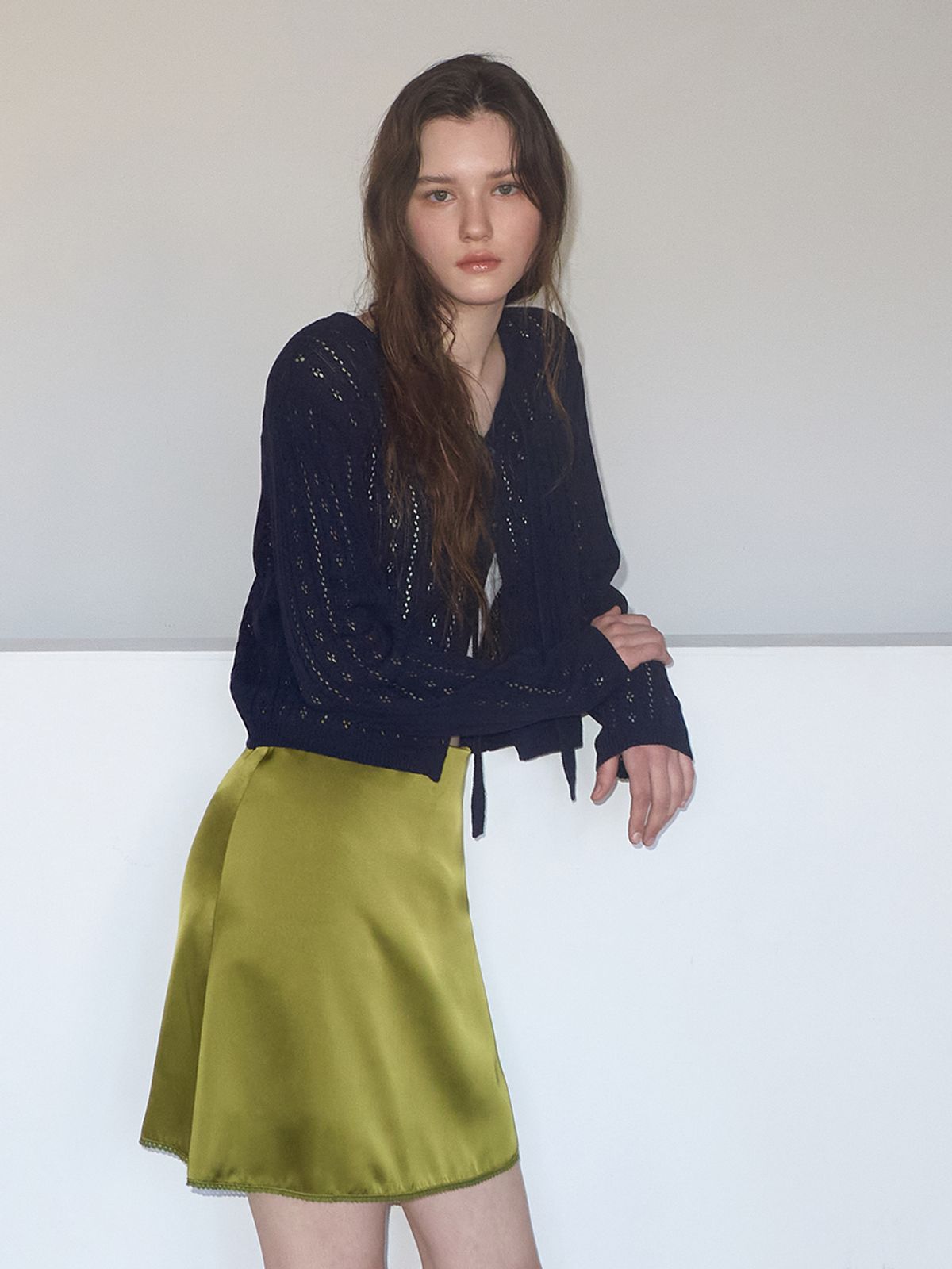 에트몽(ETMON) Crochet Strap Cardigan, Navy