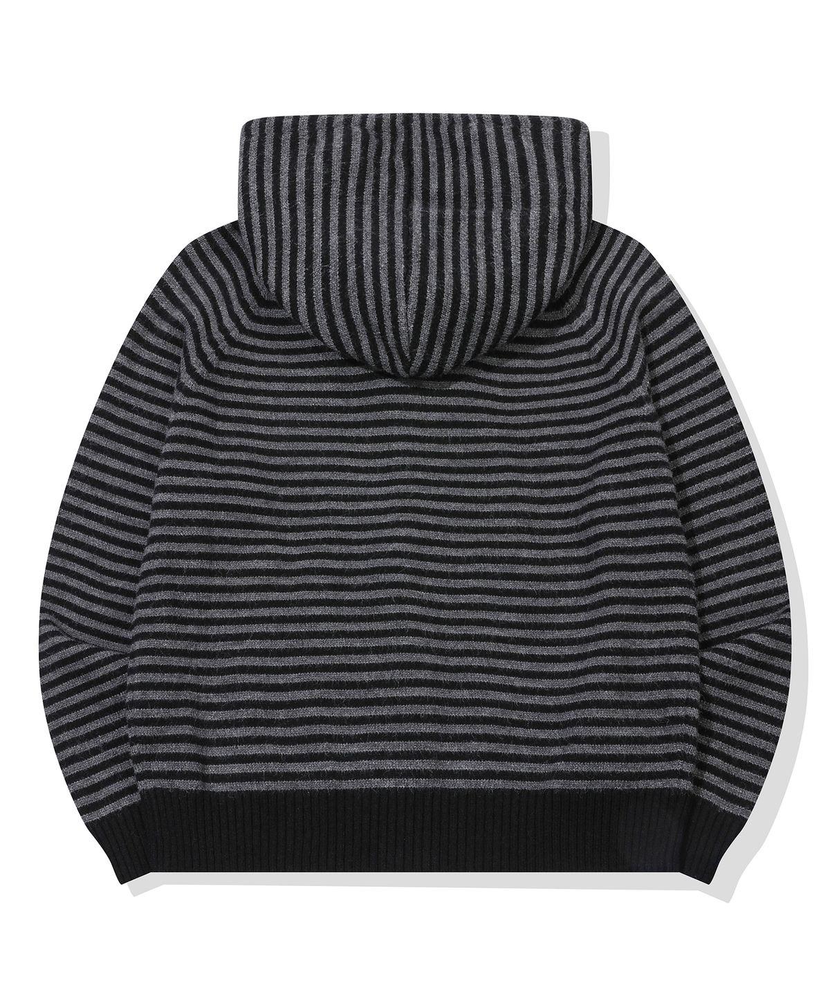 꼼파뇨(CPGN STUDIO) 캣 스트라이프 후드 니트 집업 챠콜