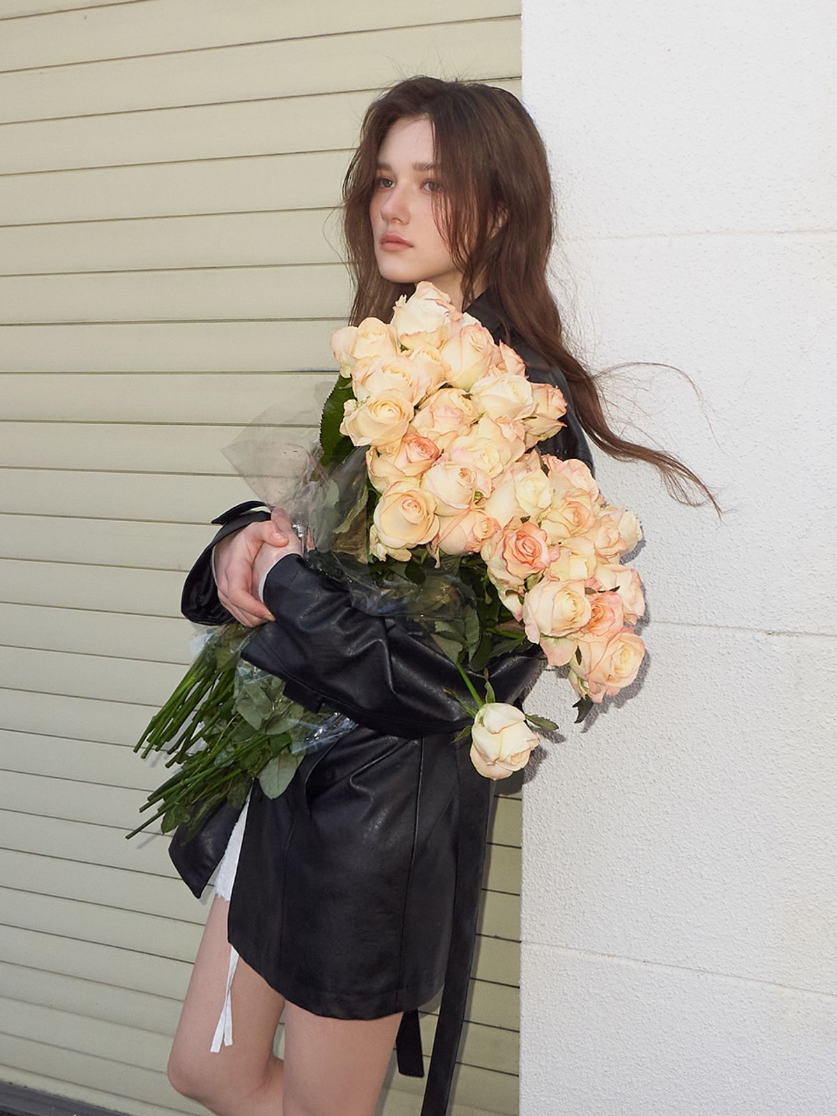에트몽(ETMON) Faux Leather Half Jacket, Black