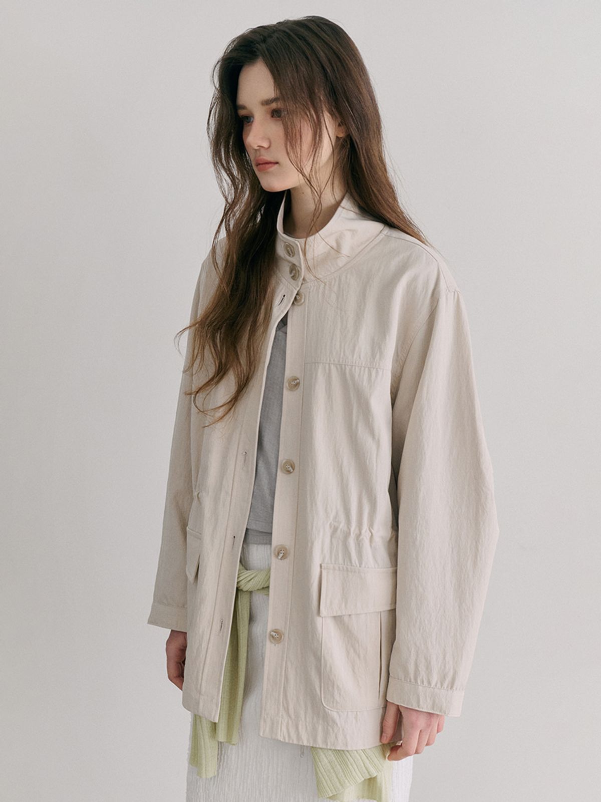 에트몽(ETMON) Drawstring Half Jacket, Light Beige