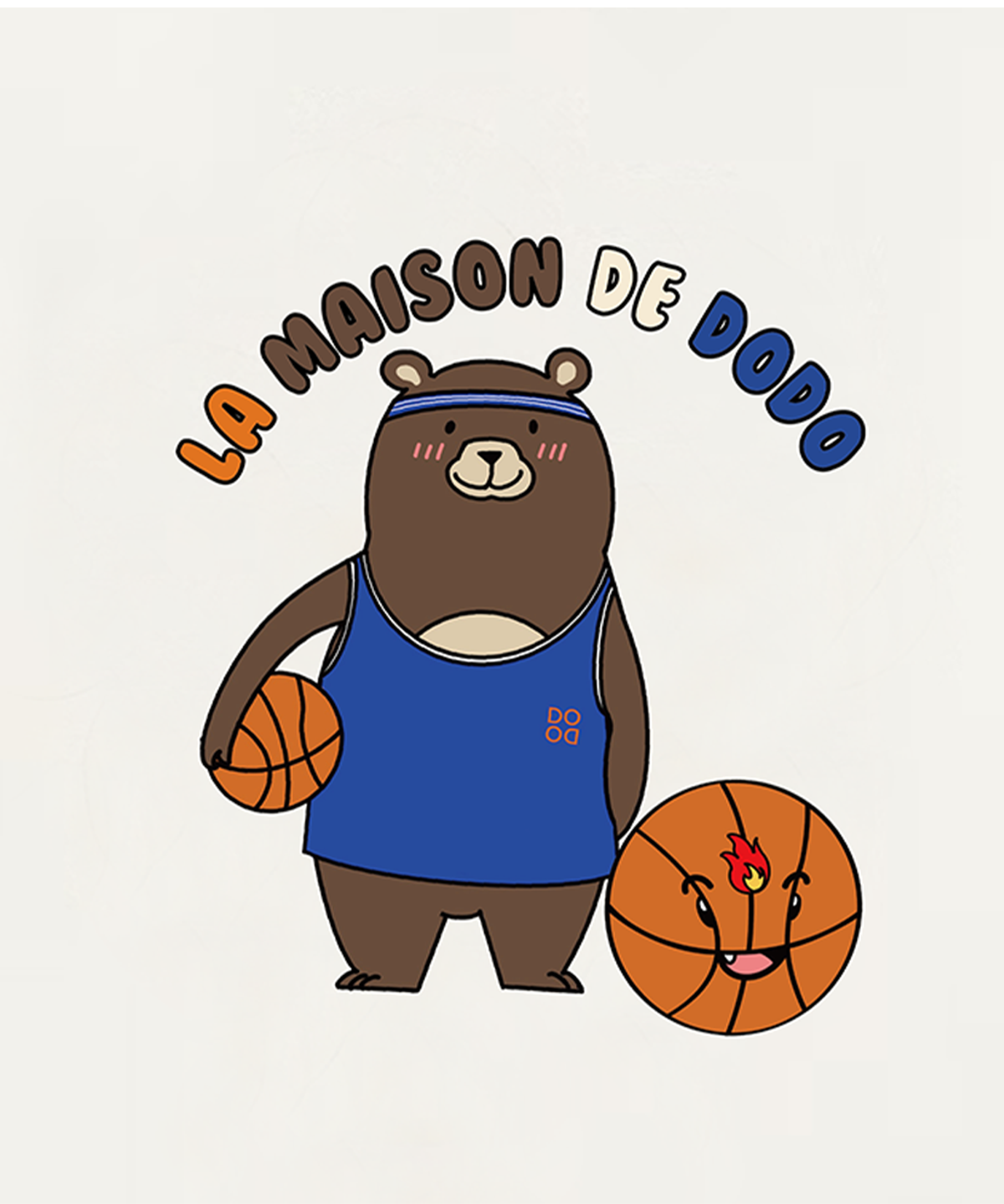 라메종드도도(LA MAISON DE DODO) Simply DODO T Shirt with Basketball Bear (White)_키즈기본티 키즈프린트 등원복 키즈긴팔티 아동긴팔티 간절기 키즈선물 아동선물 여아선물 남아선물