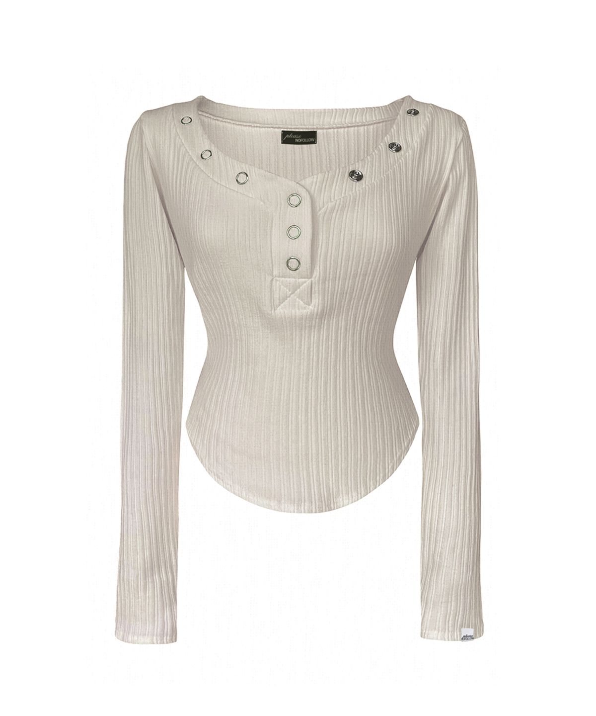 플리즈노팔로우(PLEASENOFOLLOW) Bunny Snap Button Top (Ver.1) (Oatmeal)
