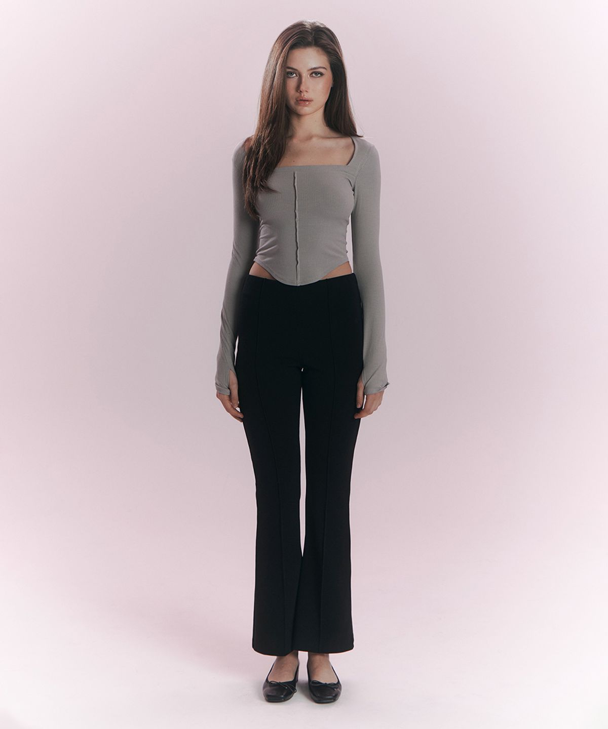 플리즈노팔로우(PLEASENOFOLLOW) New Flare high-rise Leggings (Black)