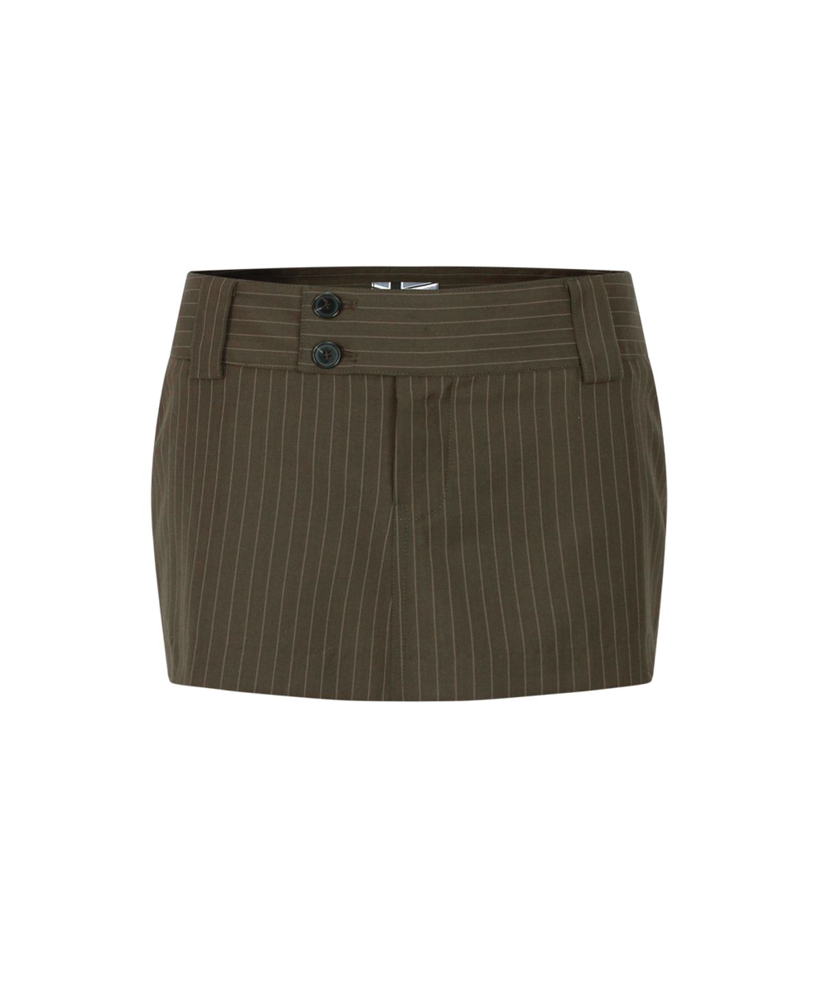 플리즈노팔로우(PLEASENOFOLLOW) Brynn Stripe Button Skirt (Brown)