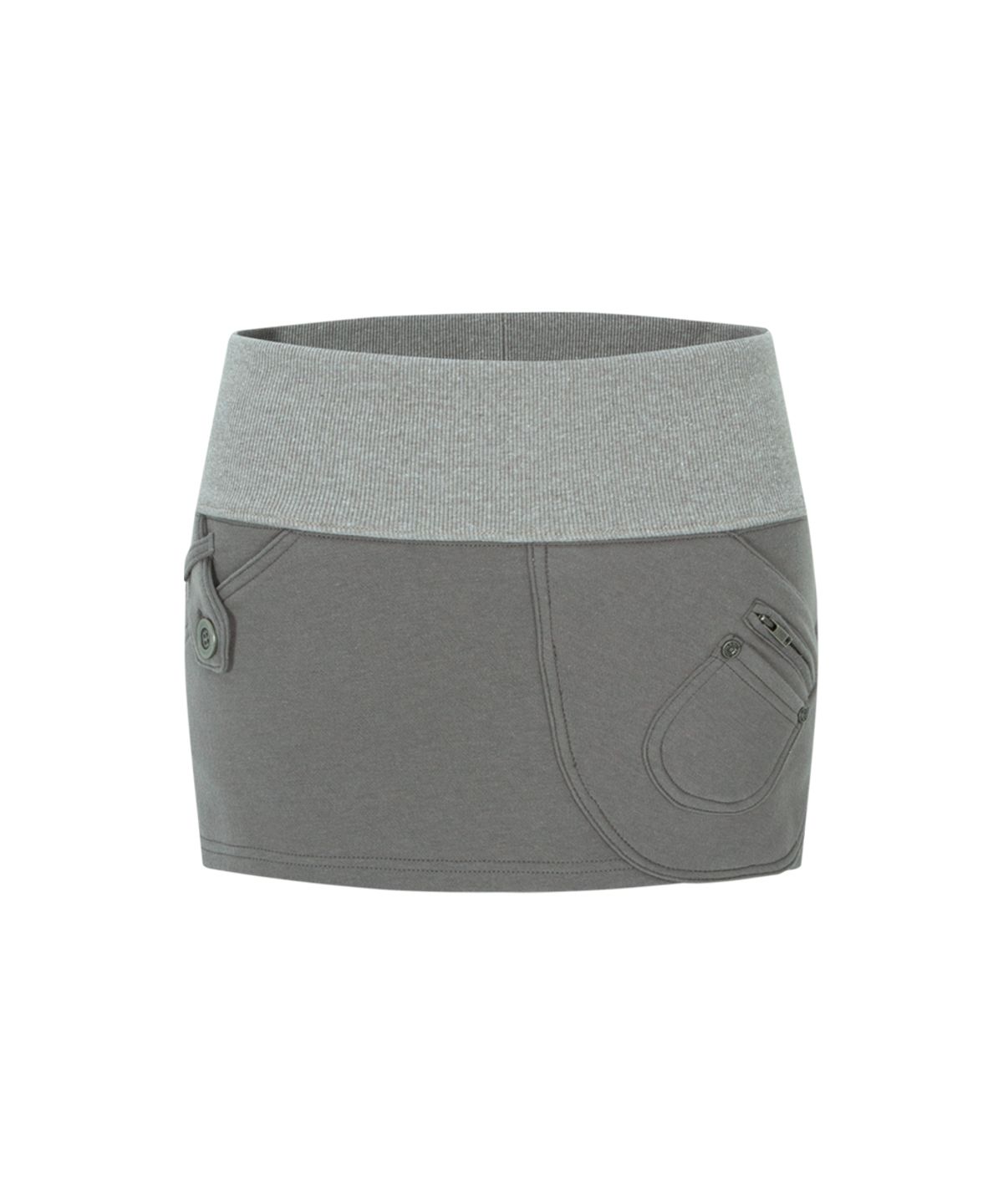 플리즈노팔로우(PLEASENOFOLLOW) Karena Side Pocket Mini Skirt (Sand Grey)