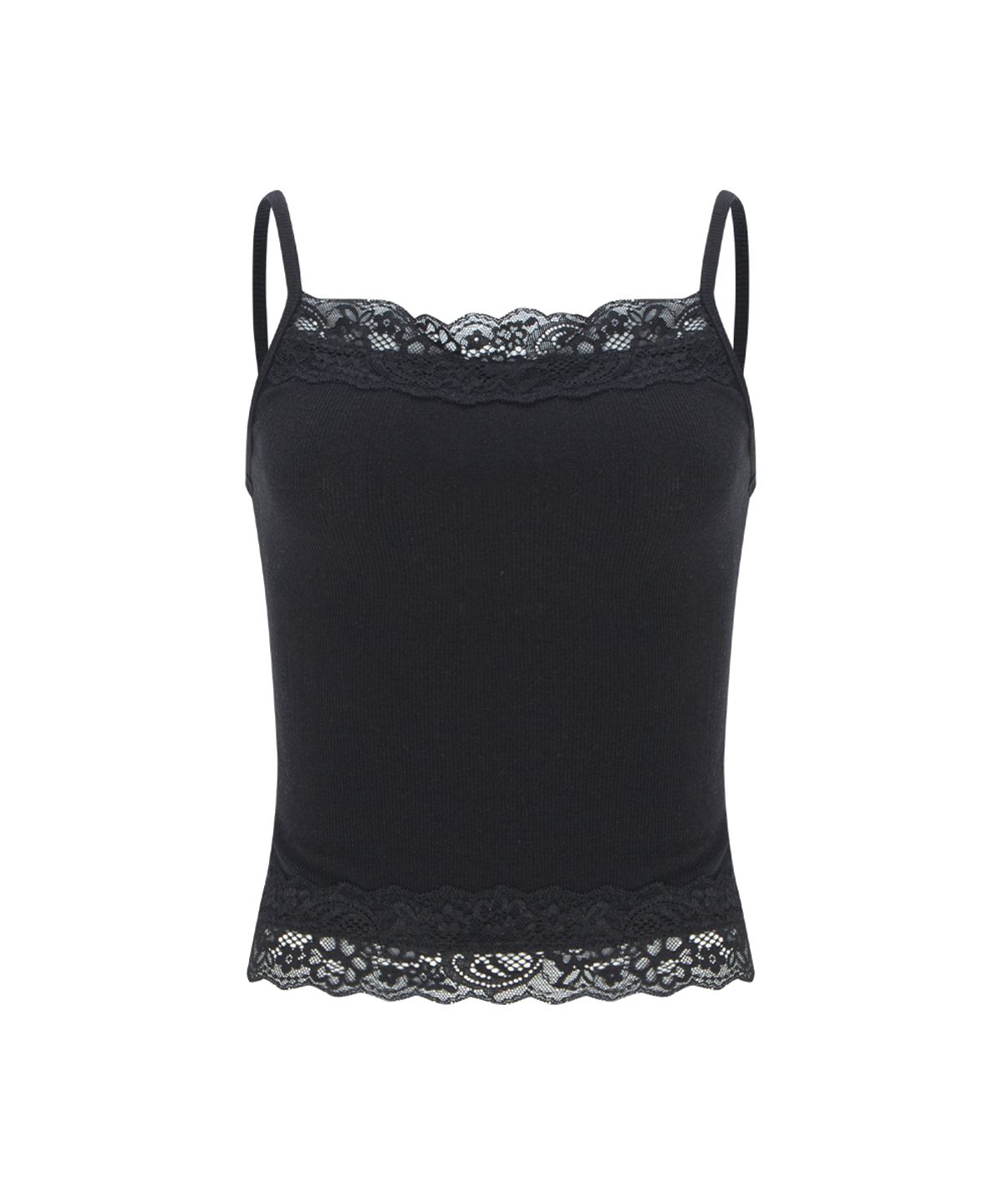플리즈노팔로우(PLEASENOFOLLOW) Alice Lace Sleeveless Top (Black)