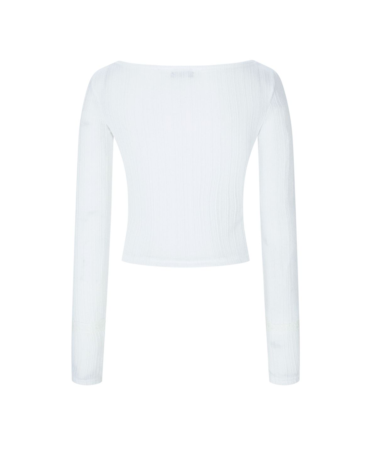 플리즈노팔로우(PLEASENOFOLLOW) Suzan Heart-Neck Long Sleeve Top (White)