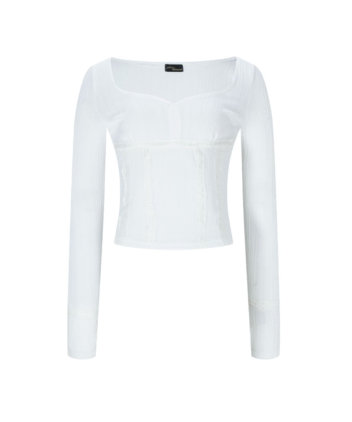 플리즈노팔로우(PLEASENOFOLLOW) Suzan Heart-Neck Long Sleeve Top (White)