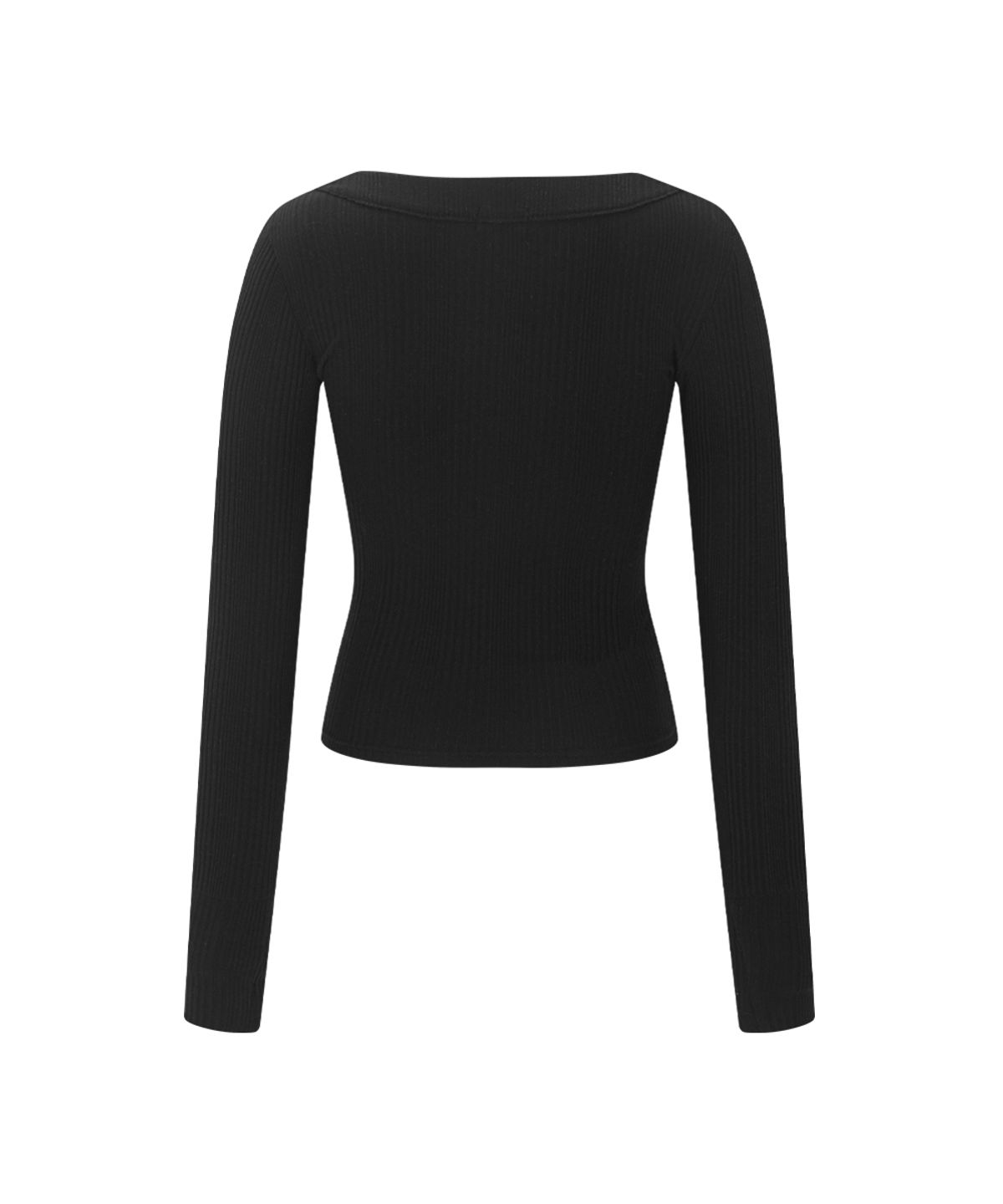 플리즈노팔로우(PLEASENOFOLLOW) Tanny Button Ribbed Long Sleeve Top (Black)