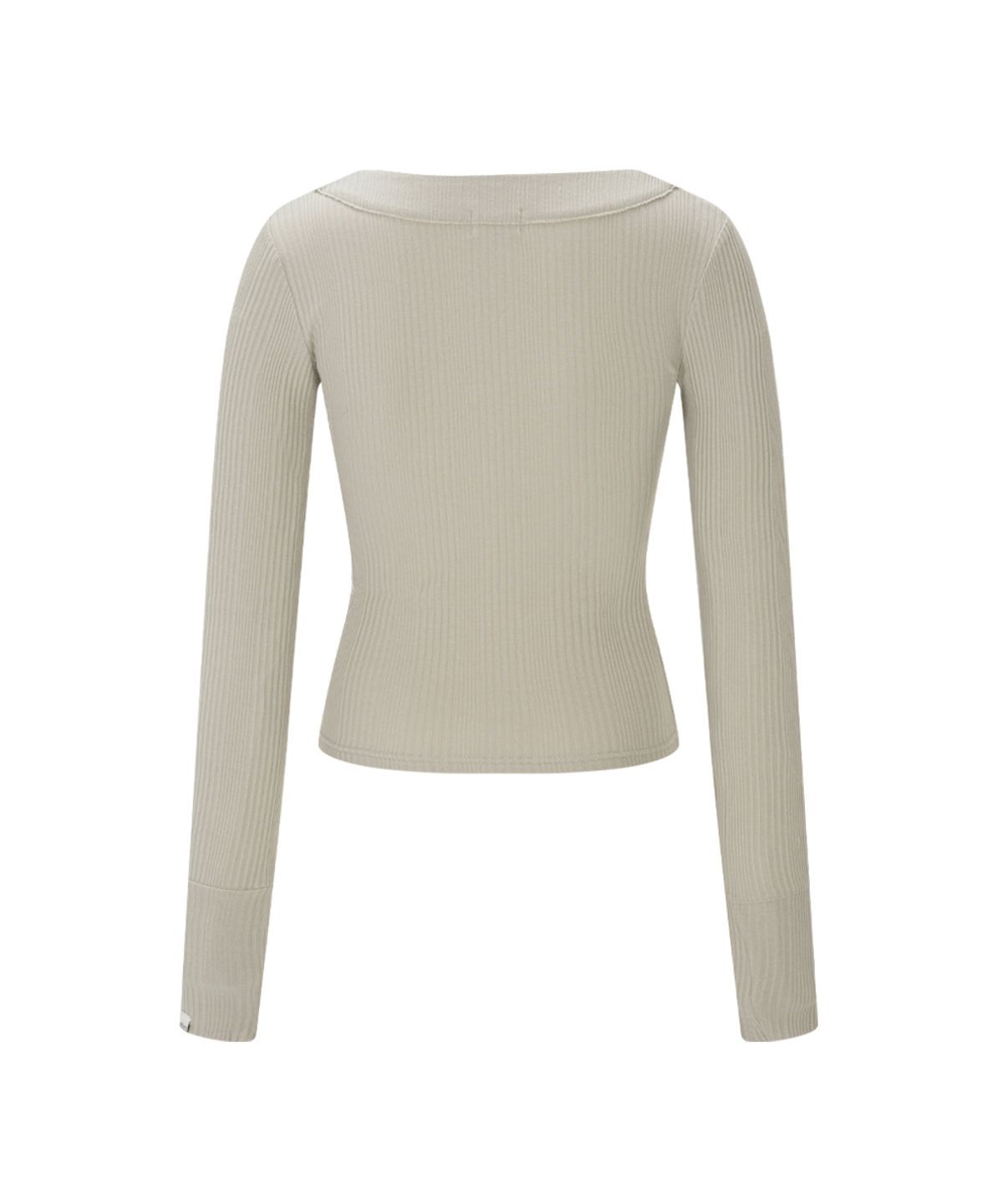 플리즈노팔로우(PLEASENOFOLLOW) Tanny Button Ribbed Long Sleeve Top (Sand Beige)