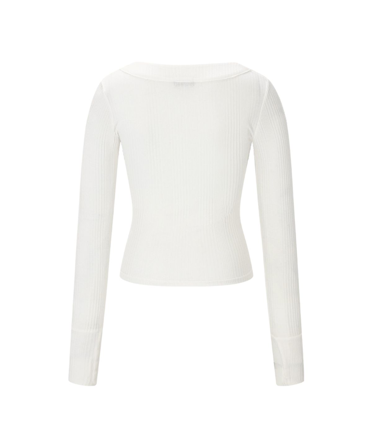 플리즈노팔로우(PLEASENOFOLLOW) Tanny Button Ribbed Long Sleeve Top (White)