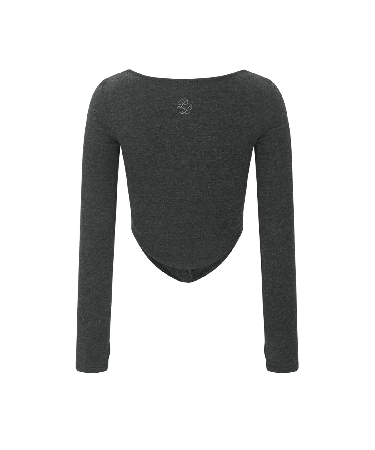 플리즈노팔로우(PLEASENOFOLLOW) Kaya Button Shirring Long Sleeve Top (Melange Charcoal)