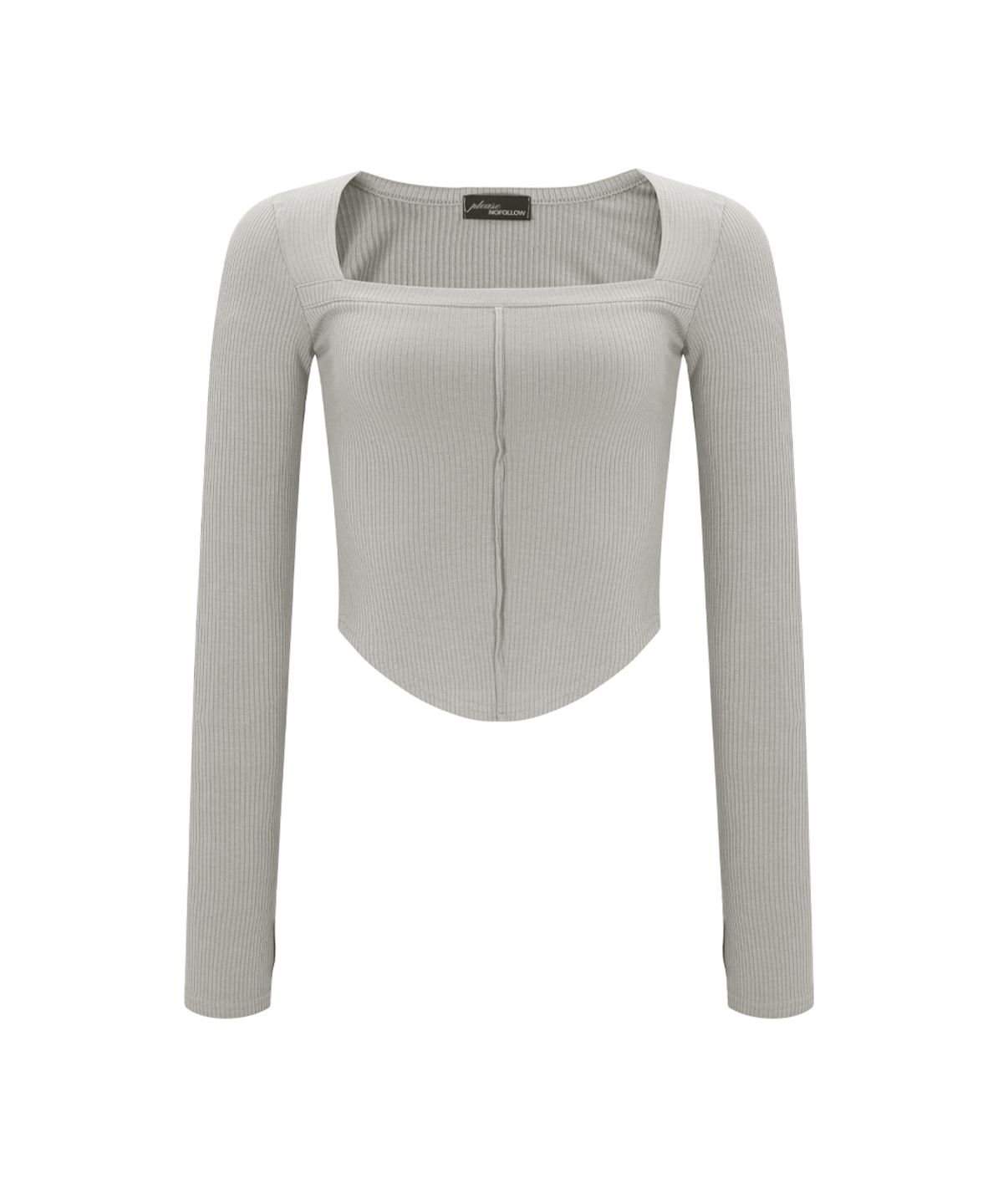 플리즈노팔로우(PLEASENOFOLLOW) 26SS Barbie Squareneck Long Sleeve Top (Mocha Grey)