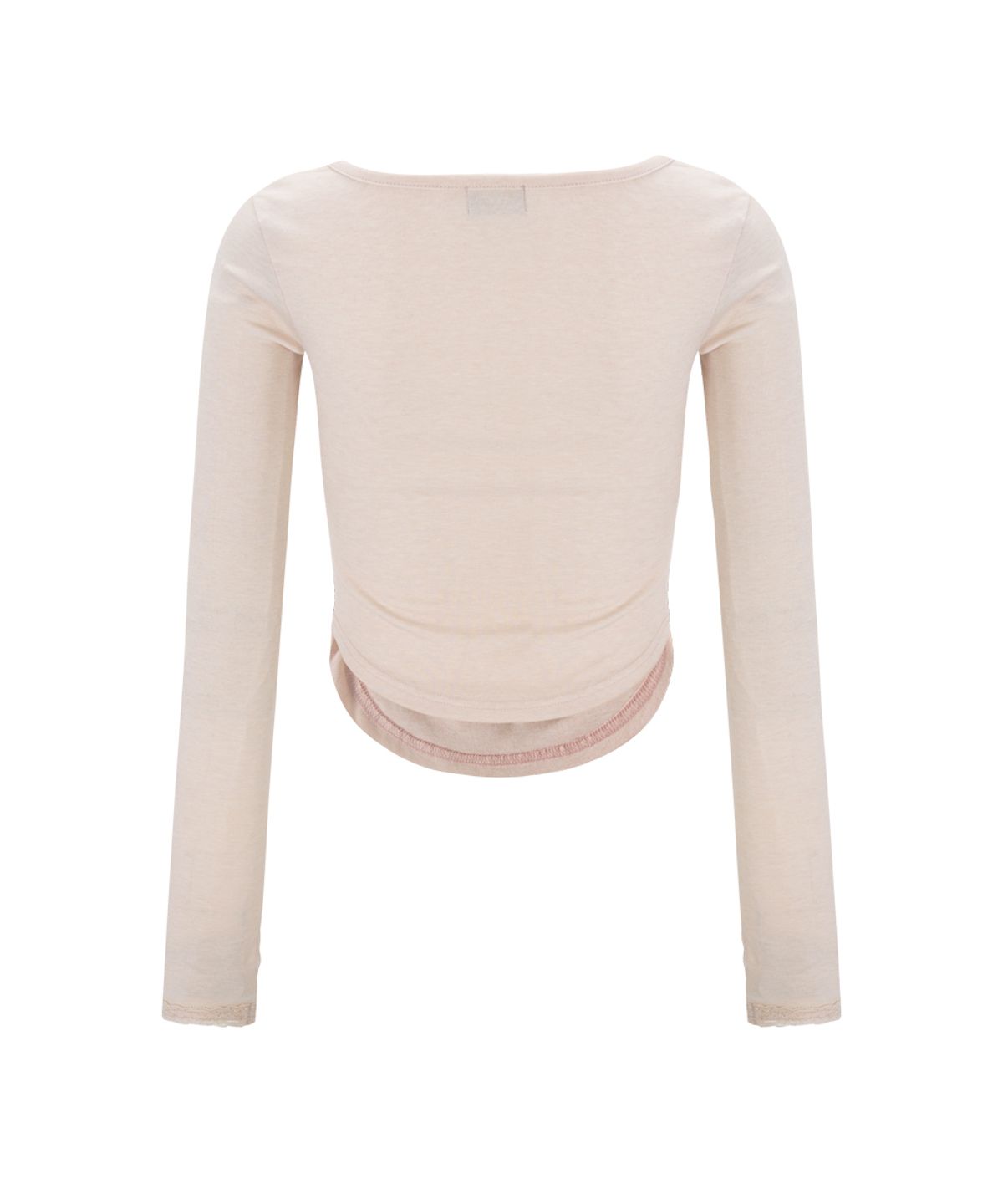 플리즈노팔로우(PLEASENOFOLLOW) Vera Lace Shirring Long Sleeve Top (Baby Pink)