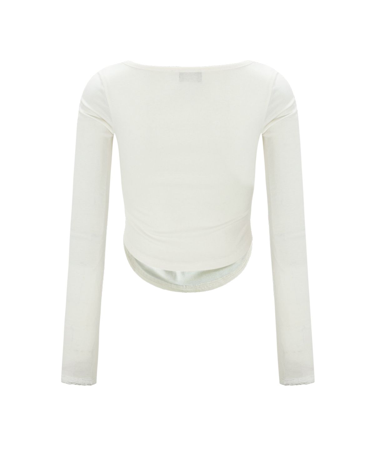 플리즈노팔로우(PLEASENOFOLLOW) Vera Lace Shirring Long Sleeve Top (Ivory)