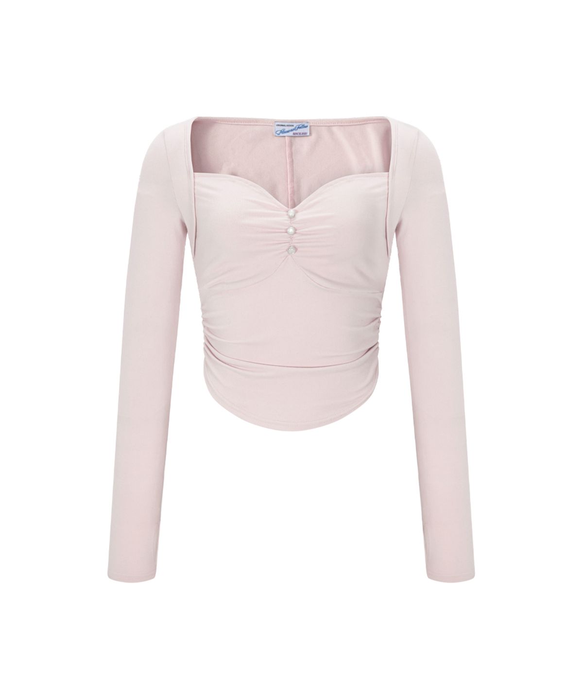 플리즈노팔로우(PLEASENOFOLLOW) Amanda Shirring Long Sleeve Top (Baby Pink)