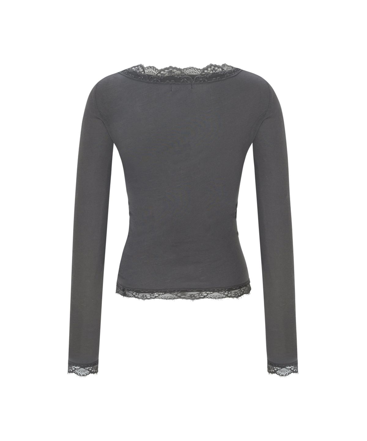 플리즈노팔로우(PLEASENOFOLLOW) Kane Lace Long Sleeve Top (Charcoal)