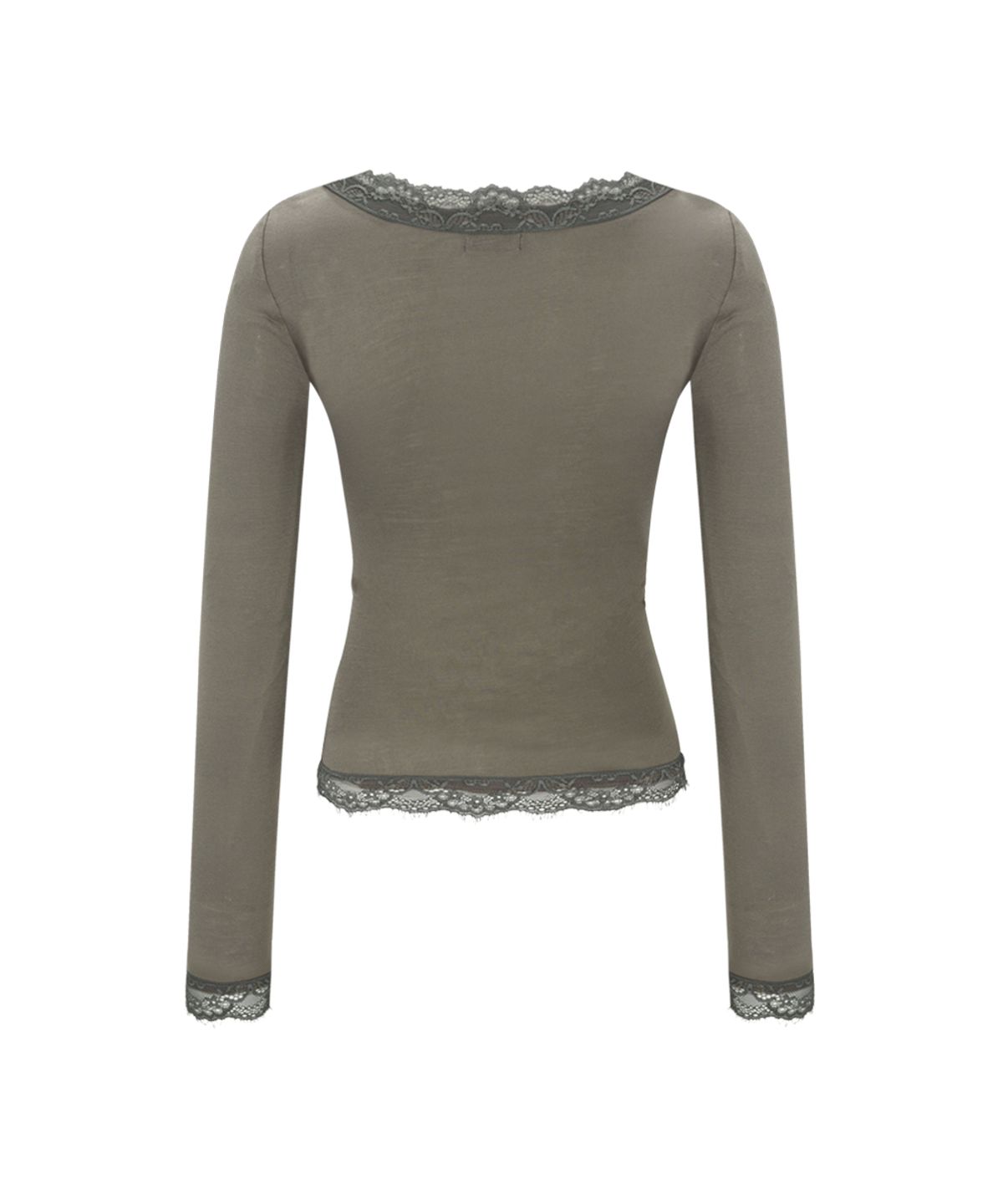 플리즈노팔로우(PLEASENOFOLLOW) Kane Lace Long Sleeve Top (Khaki)