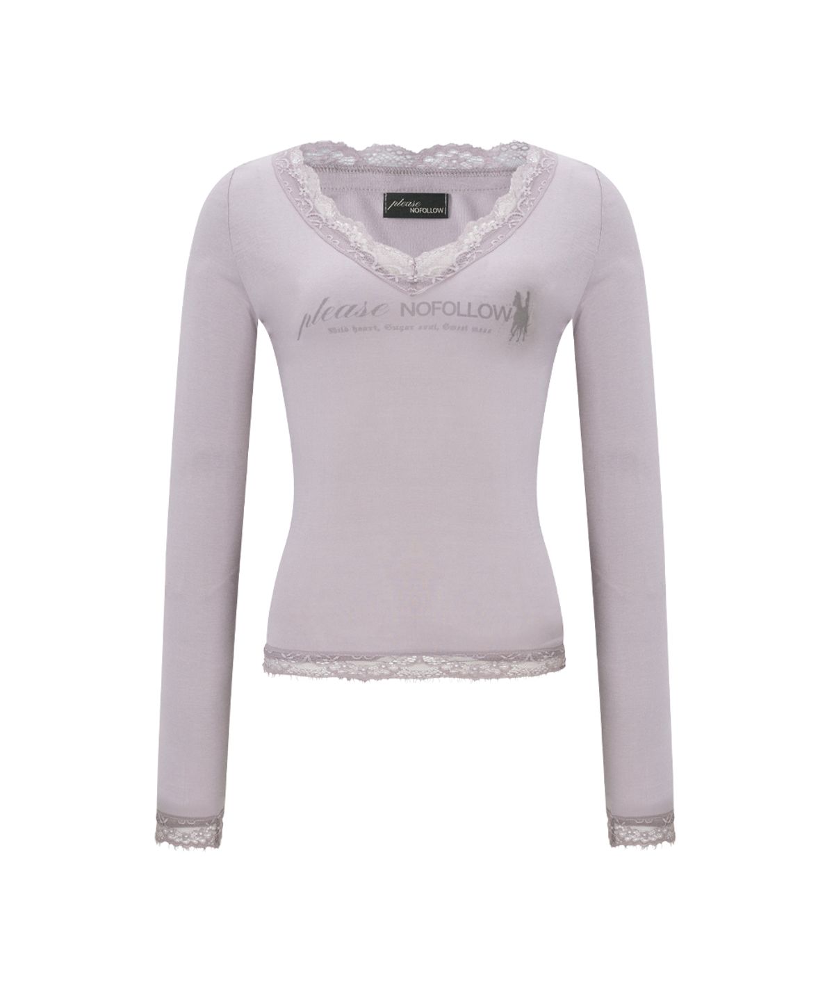 플리즈노팔로우(PLEASENOFOLLOW) Kane Lace Long Sleeve Top (Pale Violet)