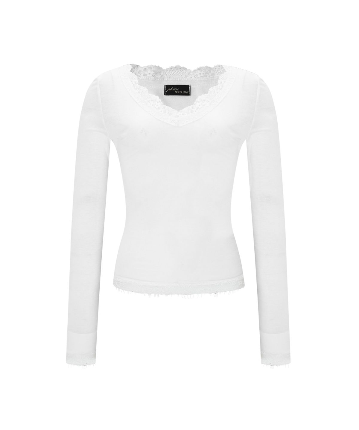 플리즈노팔로우(PLEASENOFOLLOW) Kane Lace Long Sleeve Top (White)