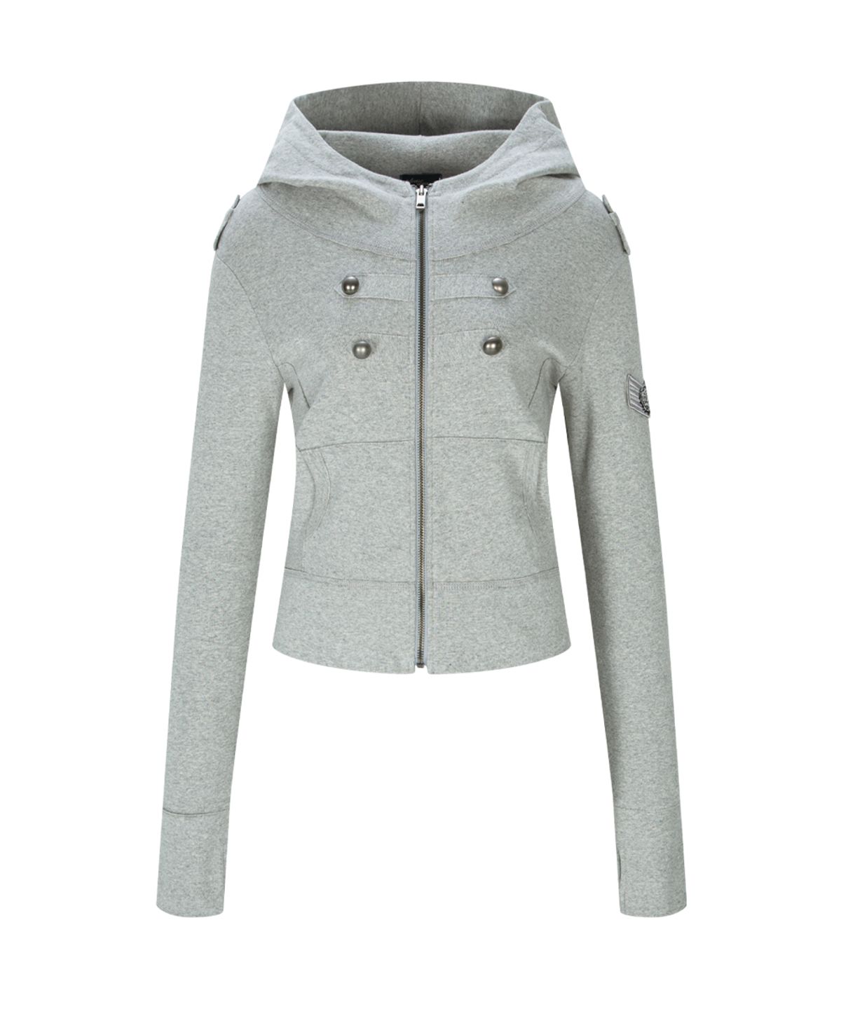 플리즈노팔로우(PLEASENOFOLLOW) Nars Military Hoodie (Melange Grey)